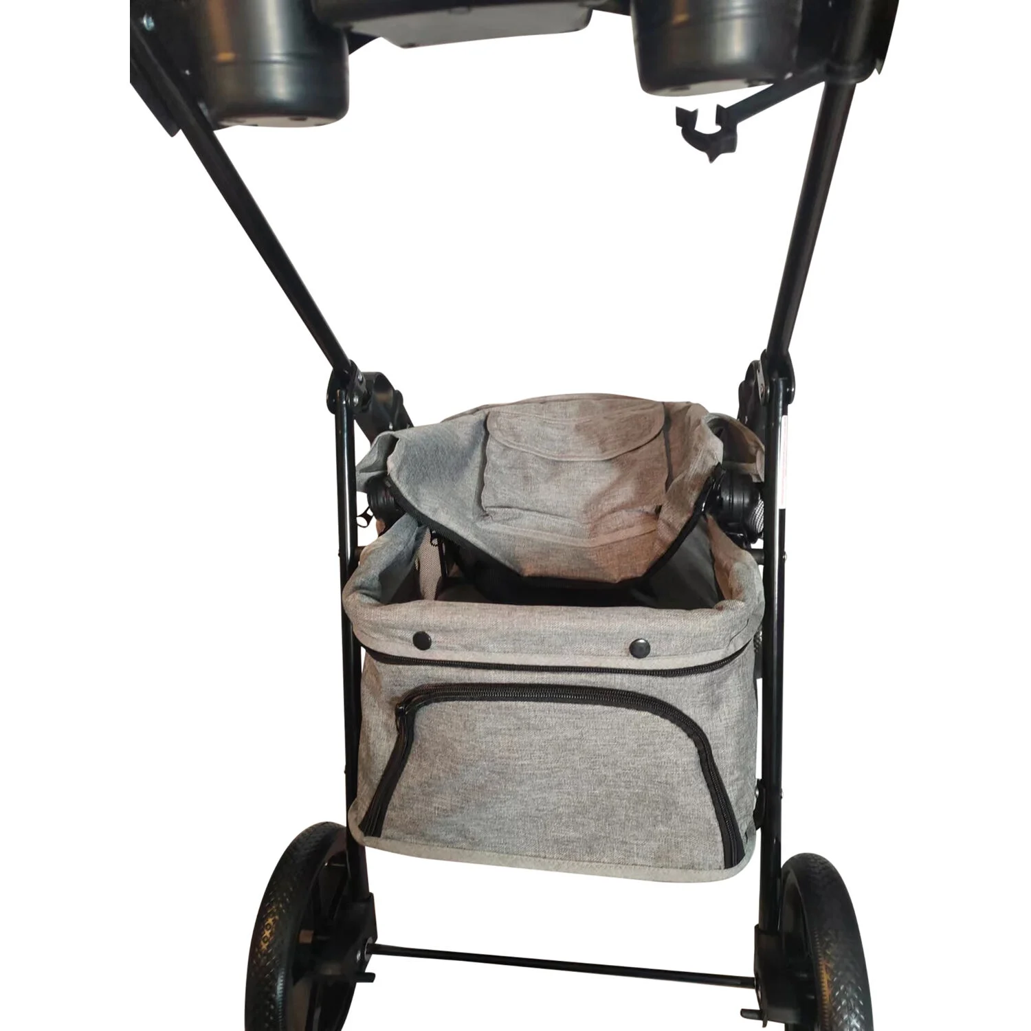 Critter Sitters Grey Foldable Pet Stroller for Small Dogs/Cats with Breathable Scratch Resistant Mesh Window - Image 12