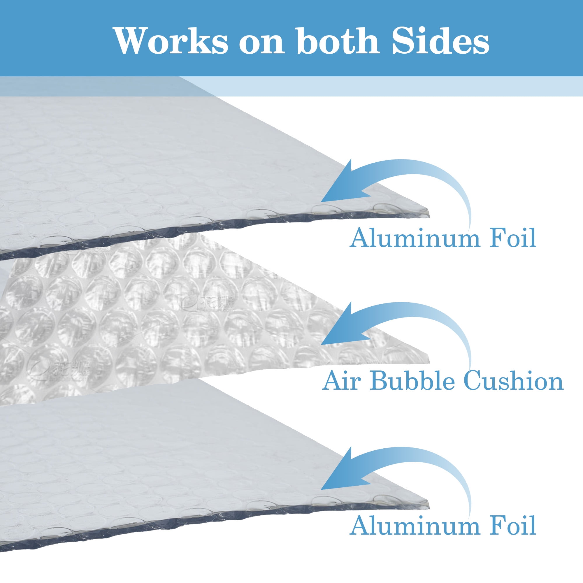 Petoto Double Bubble Reflective Insulation Roll, 47 in X 65.6 Ft (258sqft), Aluminum Foil Heat Insulation Roll, Radiant Barrier Thermal Shield for Windows, Garage, RV - Image 4
