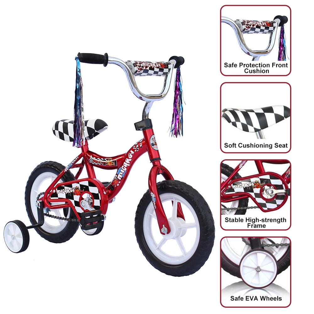 Wonderplay Boys' and Girls' Bike, 12" Kid's Bicycle for 2-4 Years Old, EVA Tires, Training Wheels with Coaster Brake Red - Image 2