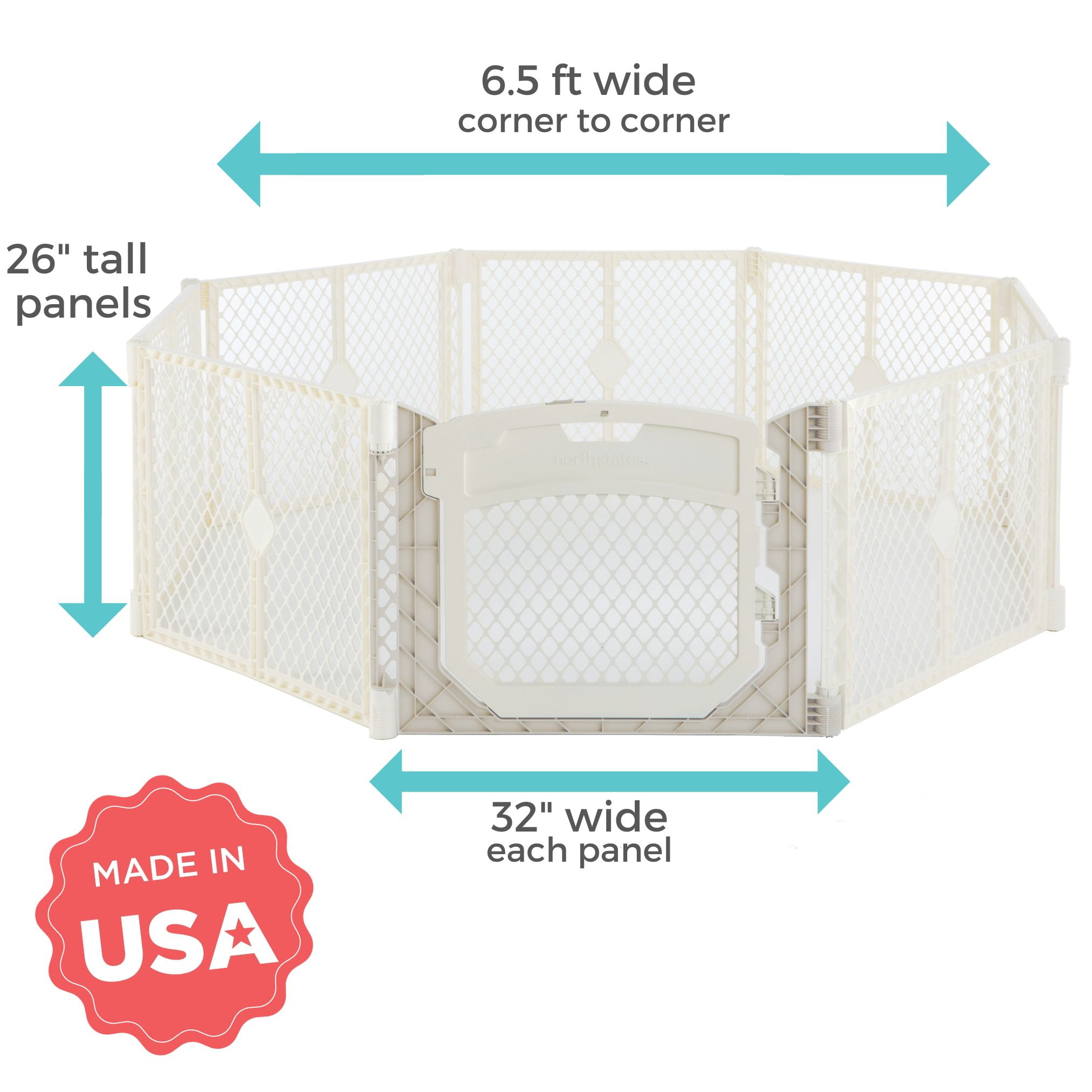 Toddleroo Superyard Ultimate 8-Panel Portable Indoor & Outdoor Baby Play Yard, Ivory - Image 12