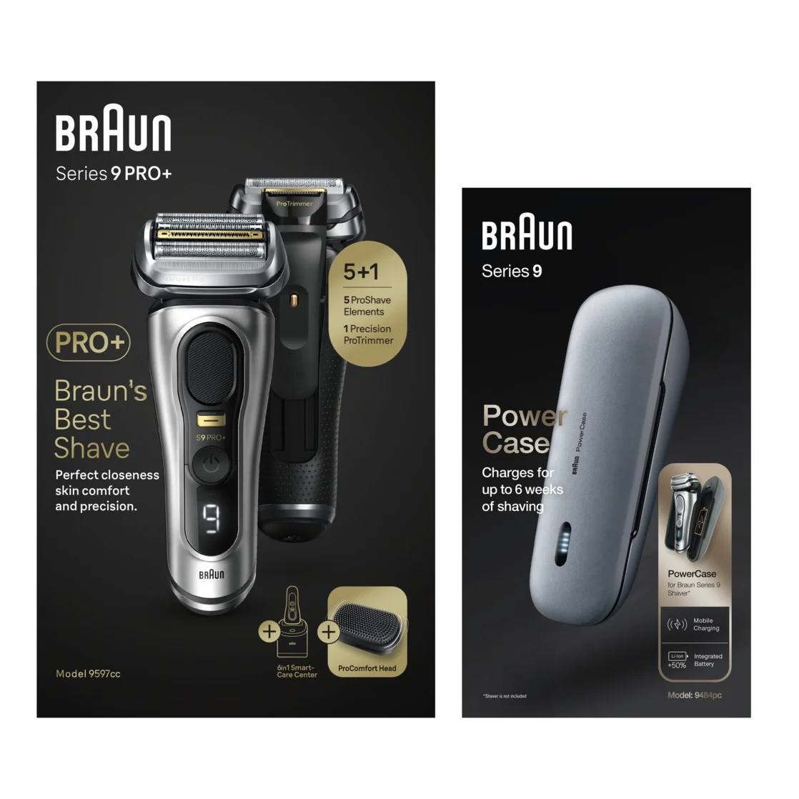 Braun Series 9 PRO+ Men's Face Electric Razor with Shaver Care Cartridge, Silver, 9599cc - Image 4