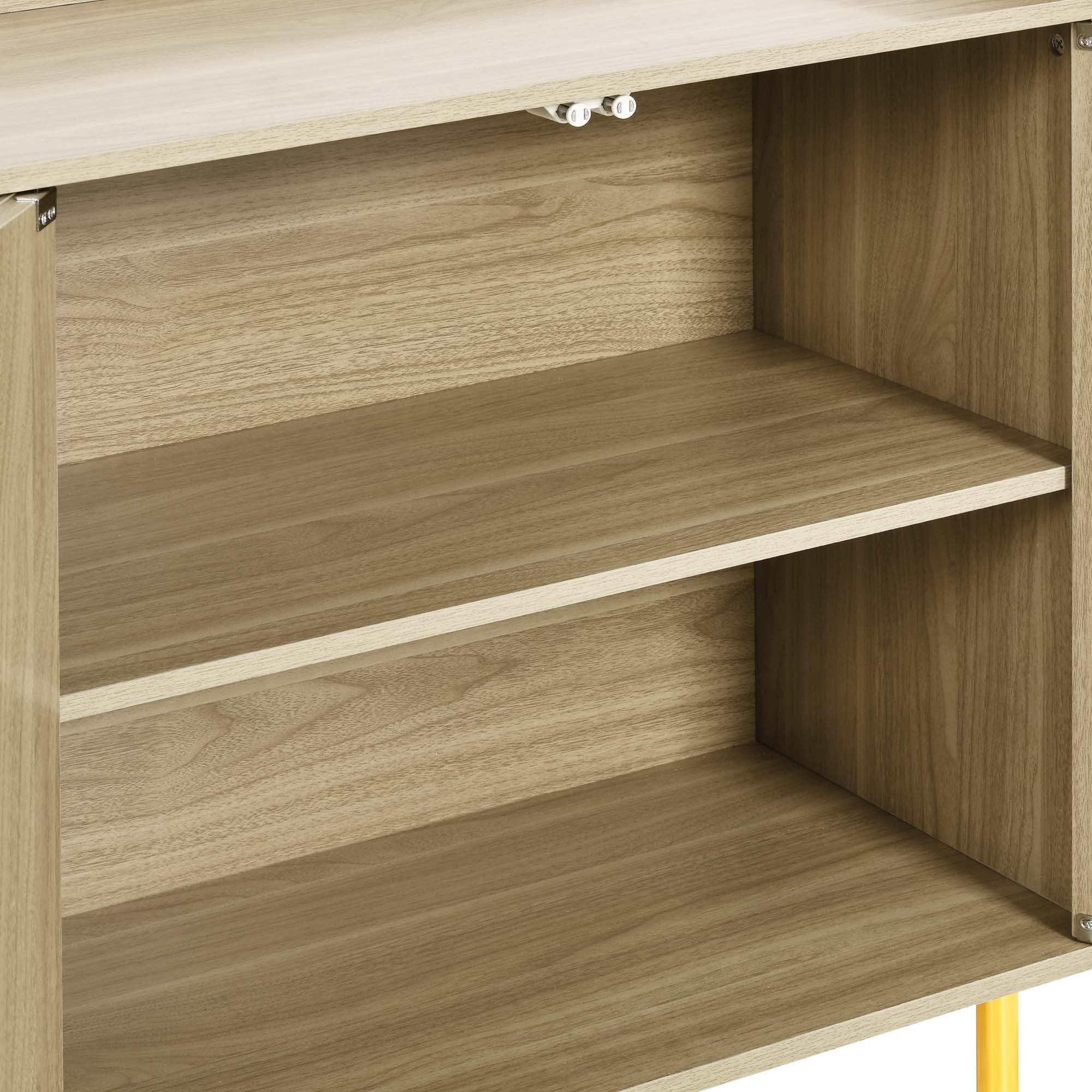 Uforic Storage Sideboard Cabinet Modern 4 Doors Kitchen Buffet Cabinet with Carved Design Doors Television Tables Entryway Cupboard Furniture with Gold Metal Legs,Brown - Image 9