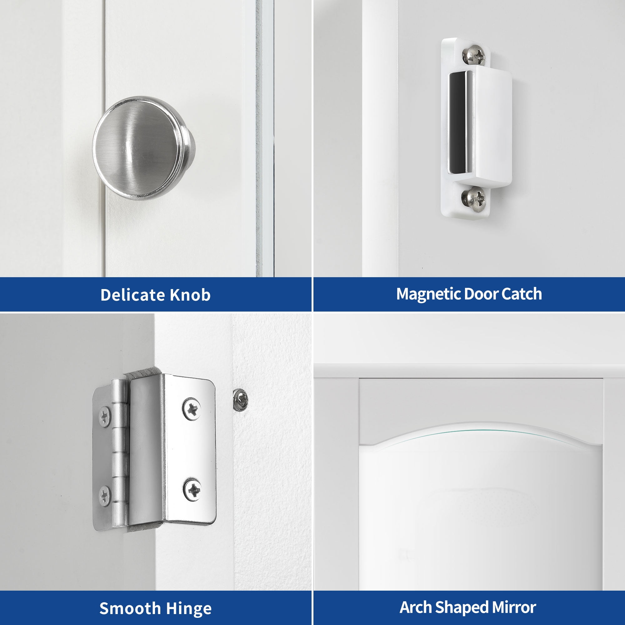 Dextrus 26" Bathroom Cabinet with Mirror Door, Wall Mounted Medicine Cabinet with Adjustable Shelves, White - Image 4
