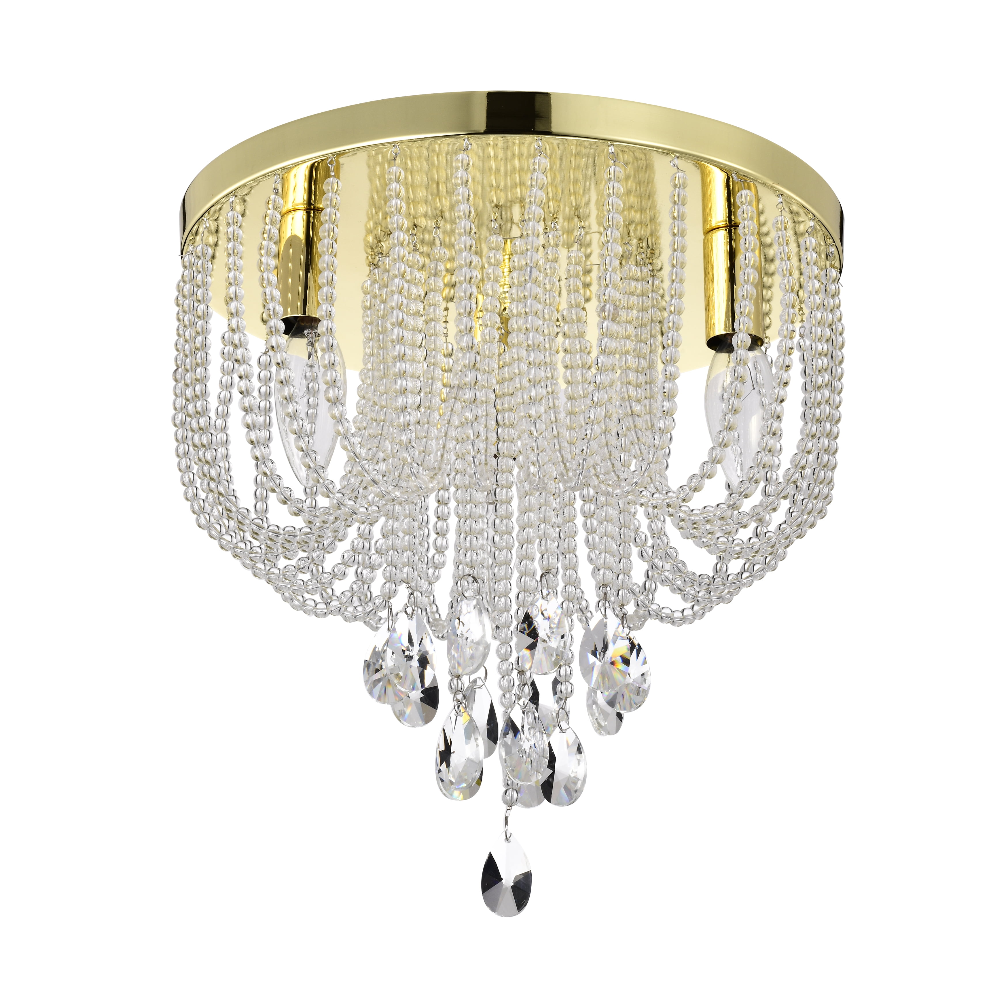 Gold Flush Mount Ceiling Light Fixtures Crystal Chandelier Modern 3-Light Light Fixture - Image 4