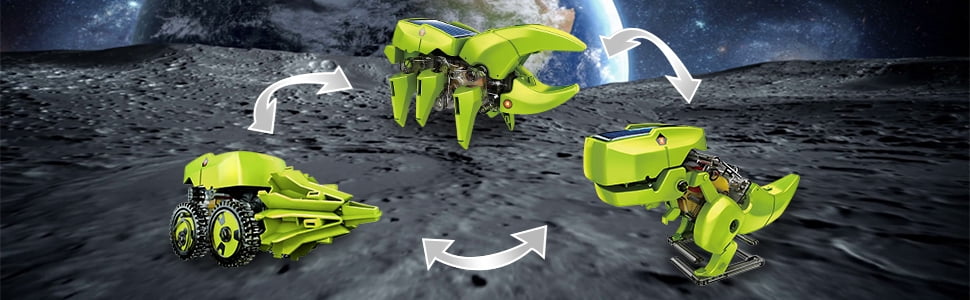 CEDQ Educational STEM Toys, 3-in-1 Solar Robot Dinosaur Kit, DIY STEM Dinosaur, Insect Unicorn, Drilling car Toys, Science Kit for Kids 8-12 Years Old Gifts, Build a Robot DIY Toys, Green - Image 10