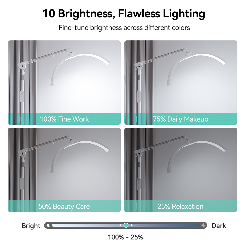 Lash Light, SINGES Floor Lash Lamp for Eyelash Tech,Dimmable Height Half-Moon Light for Eyelash Tattoo Skincare - Image 8