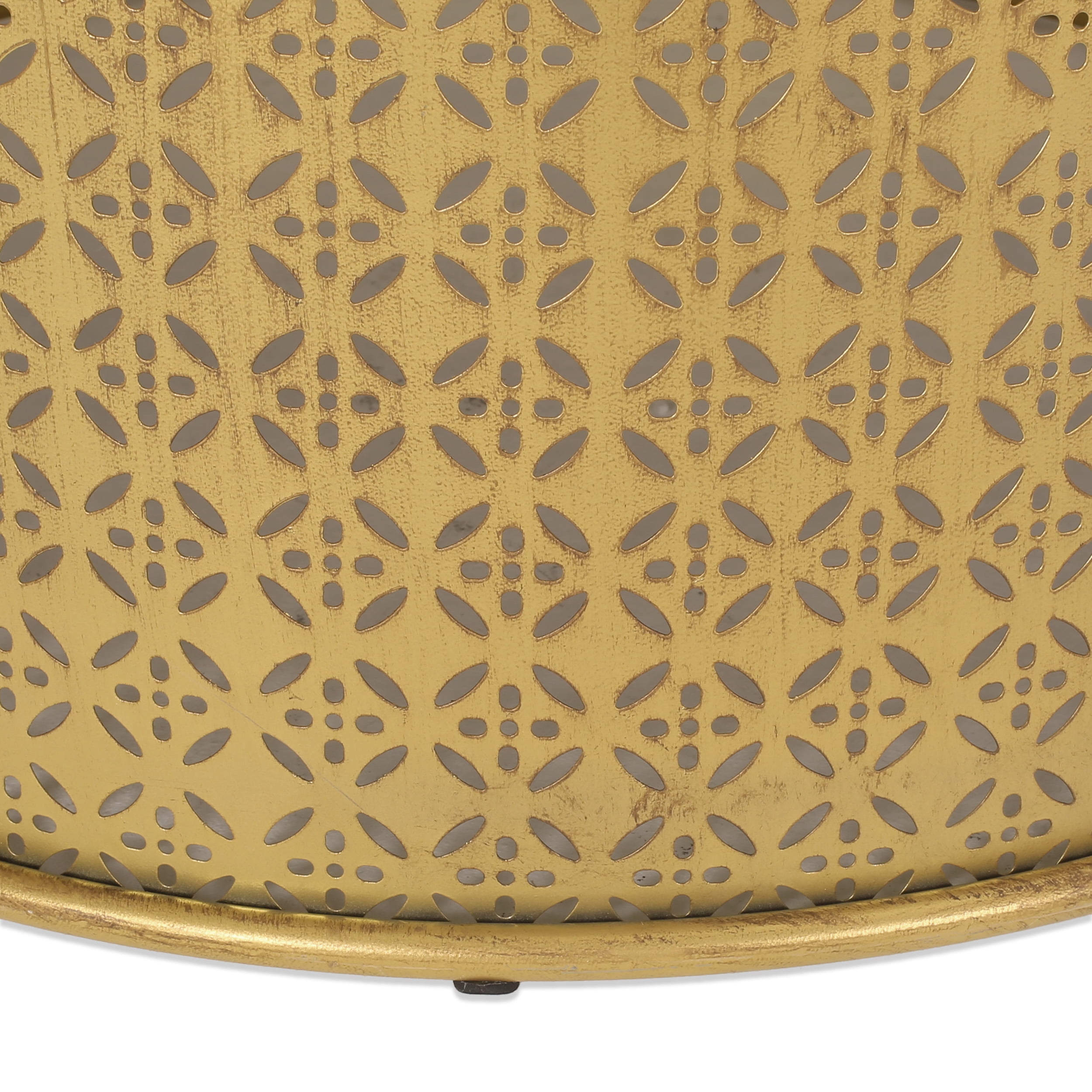 Noble House Colstrip Bohemian Round Iron Coffee Table, Gold Brushed Brown - Image 4