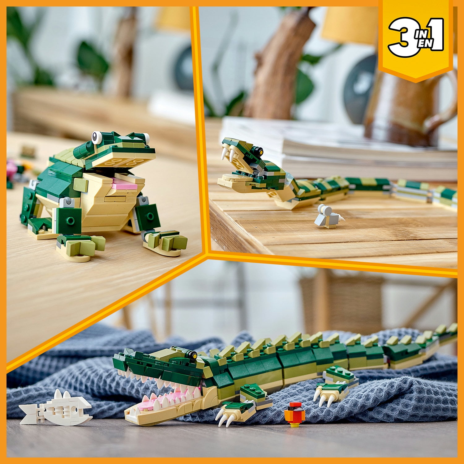 LEGO Creator 3in1 Crocodile 31121 Building Toy Featuring Wild Animal Toys for Kids (454 Pieces) - Image 2