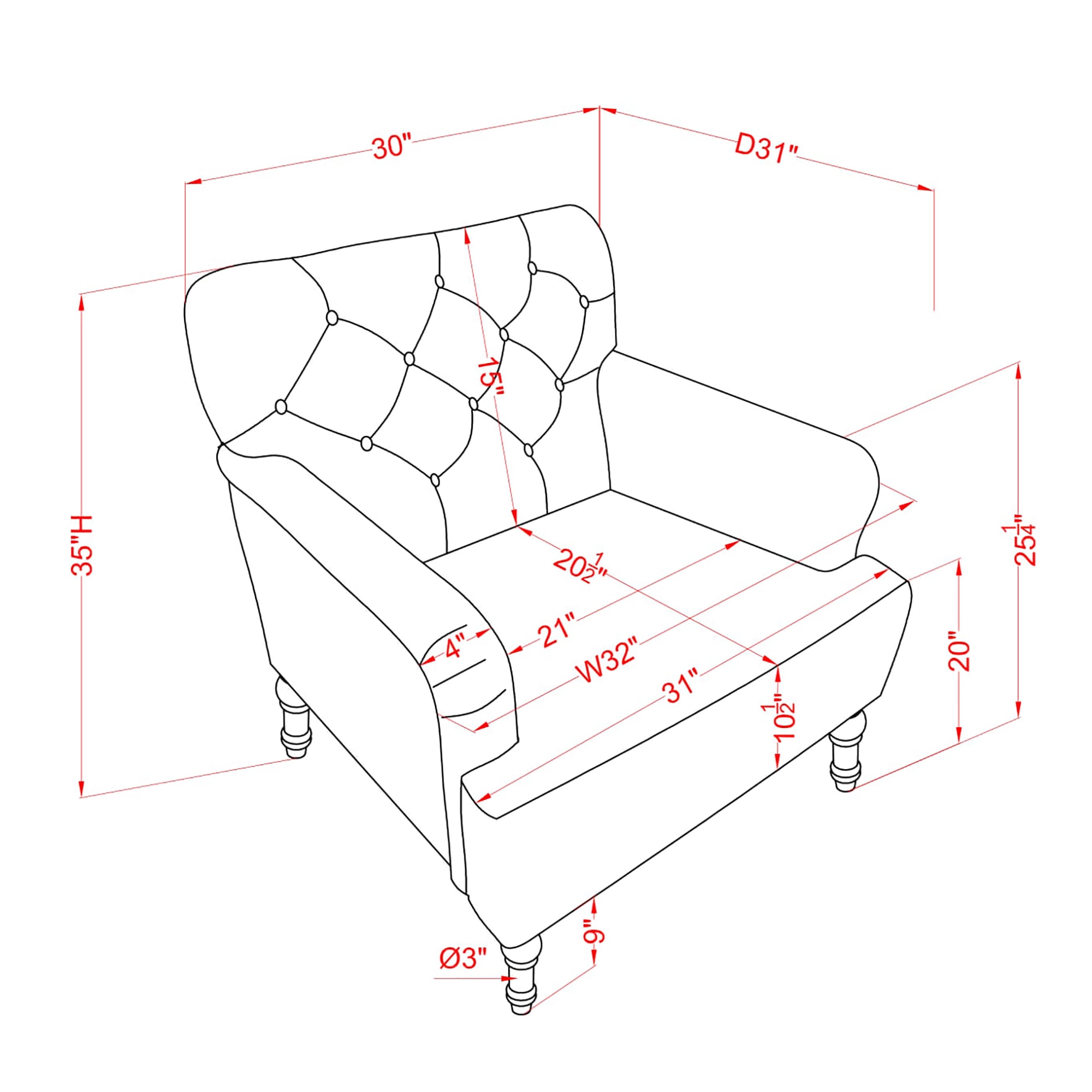 Furniture of America Lanis Faux Leather Tufted Accent Chair, Brown - Image 3
