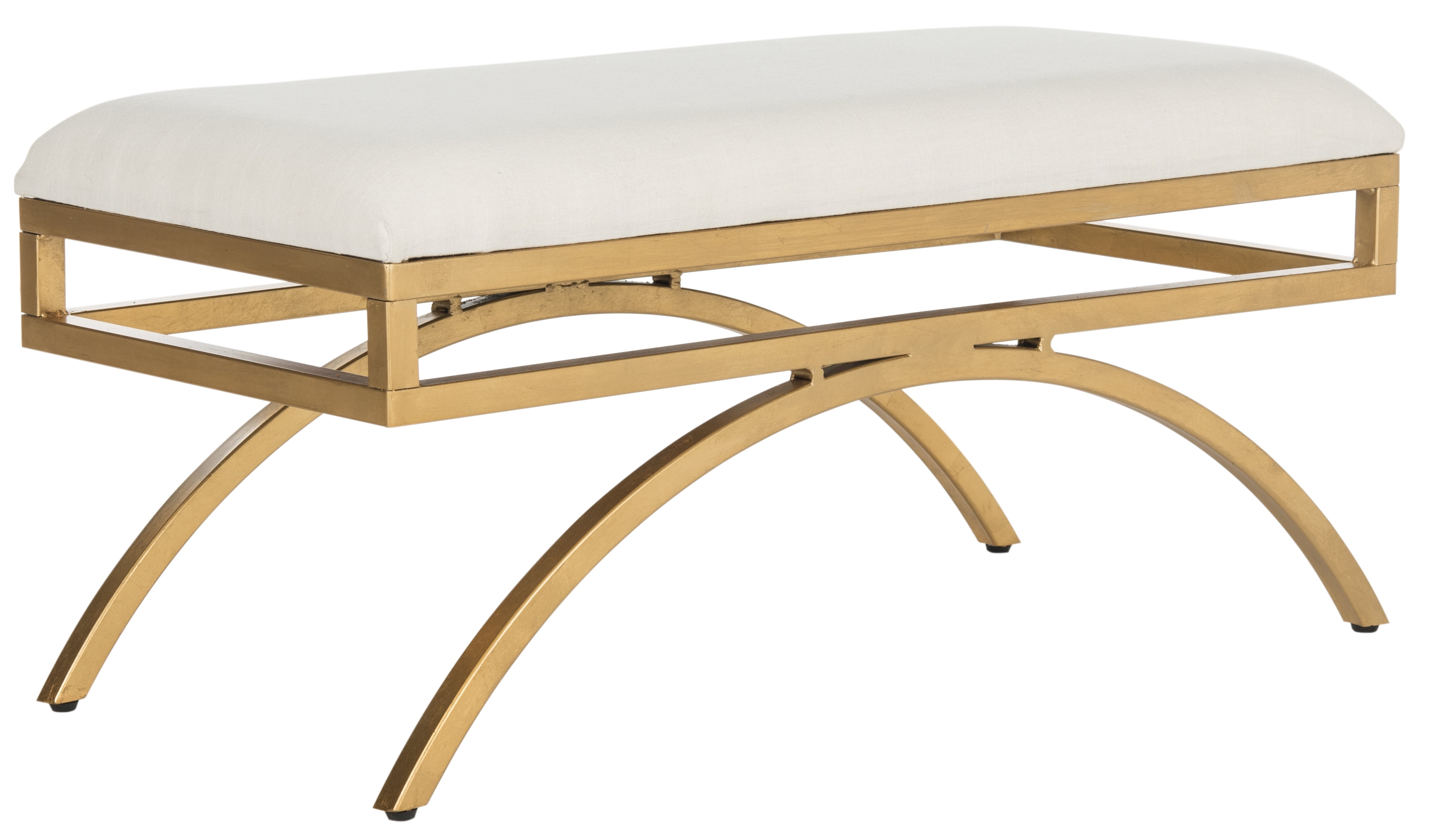SAFAVIEH Moon Arc Modern Glam Solid Bench, Light Beige/Gold - Image 6