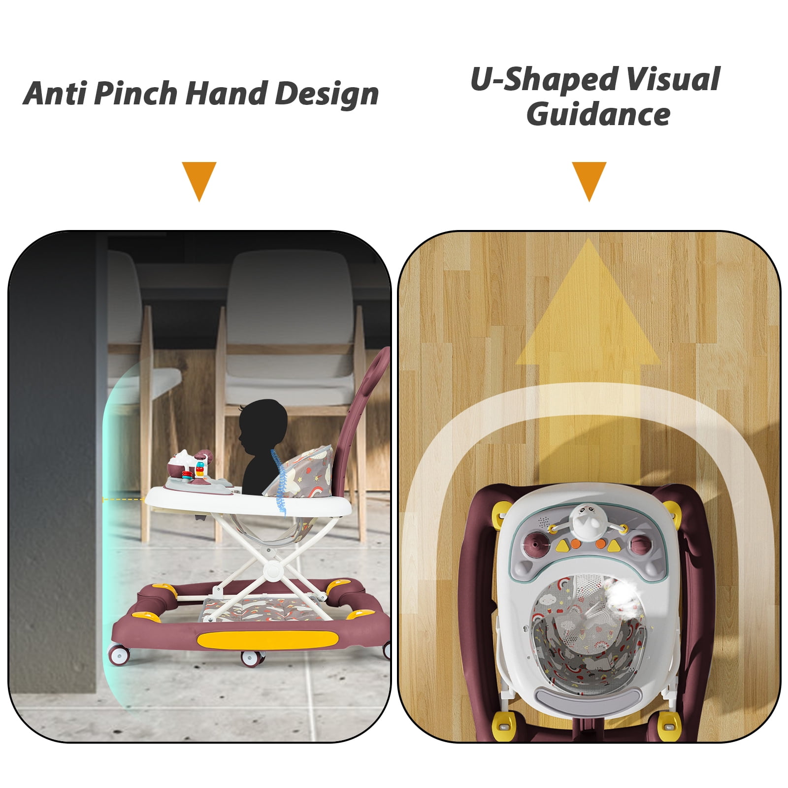 SLLINGLUO Baby Walker, 5-in-1 Infant Walker for Babies, Girls and Boys, Adjustable Folding Walker with Music Toys, Red - Image 6