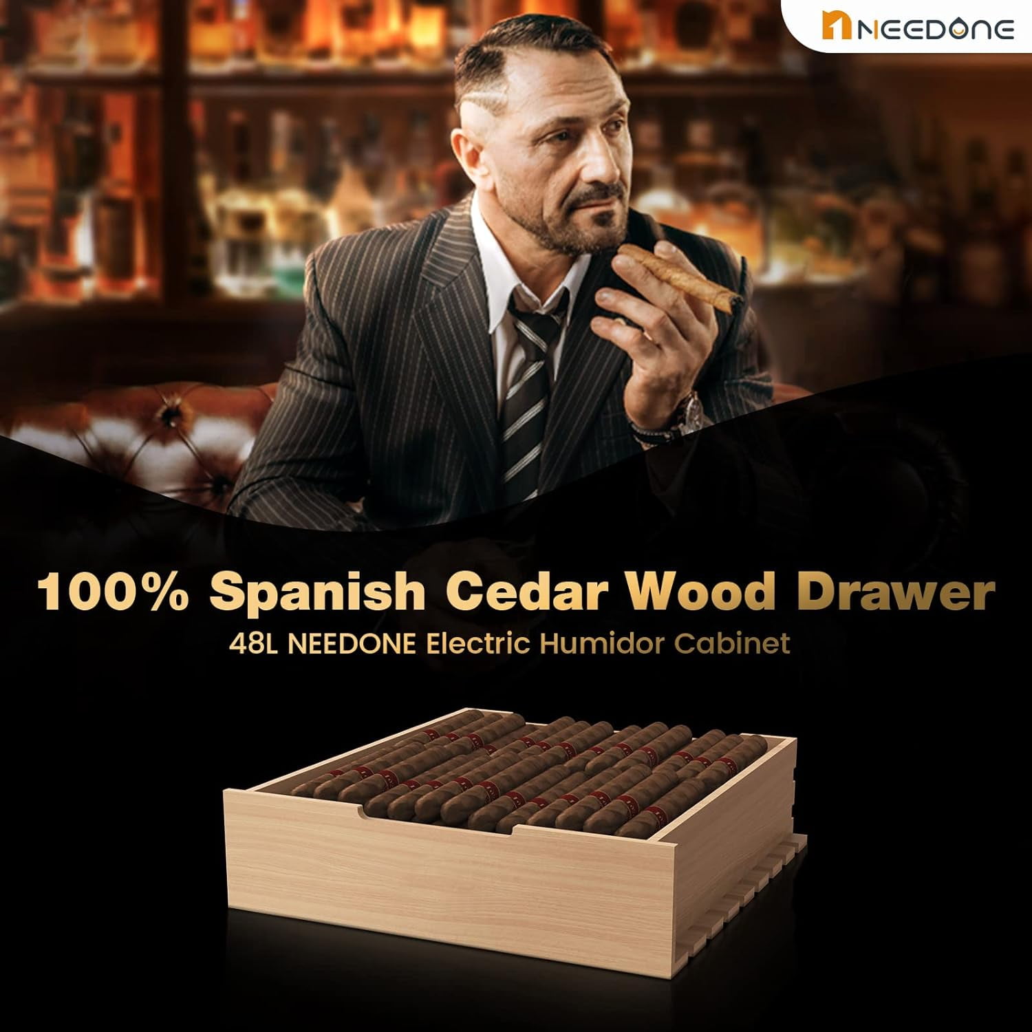 NEEDONE Spanish Cedar Wood Tray Shelf Drawer for 48L Cigar Cooler/Heating Humidor - Image 5