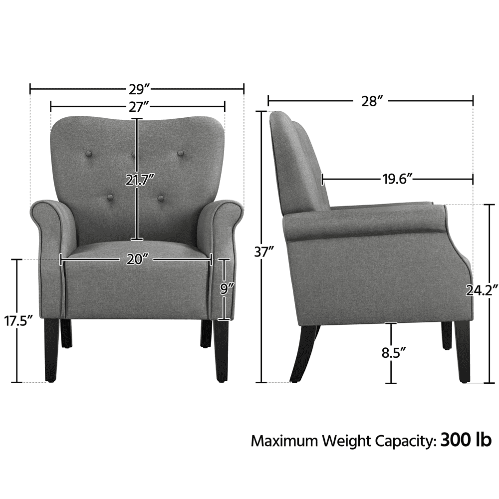 Renwick 2pcs Modern Accent Arm Chair, Dark Gray - Image 10