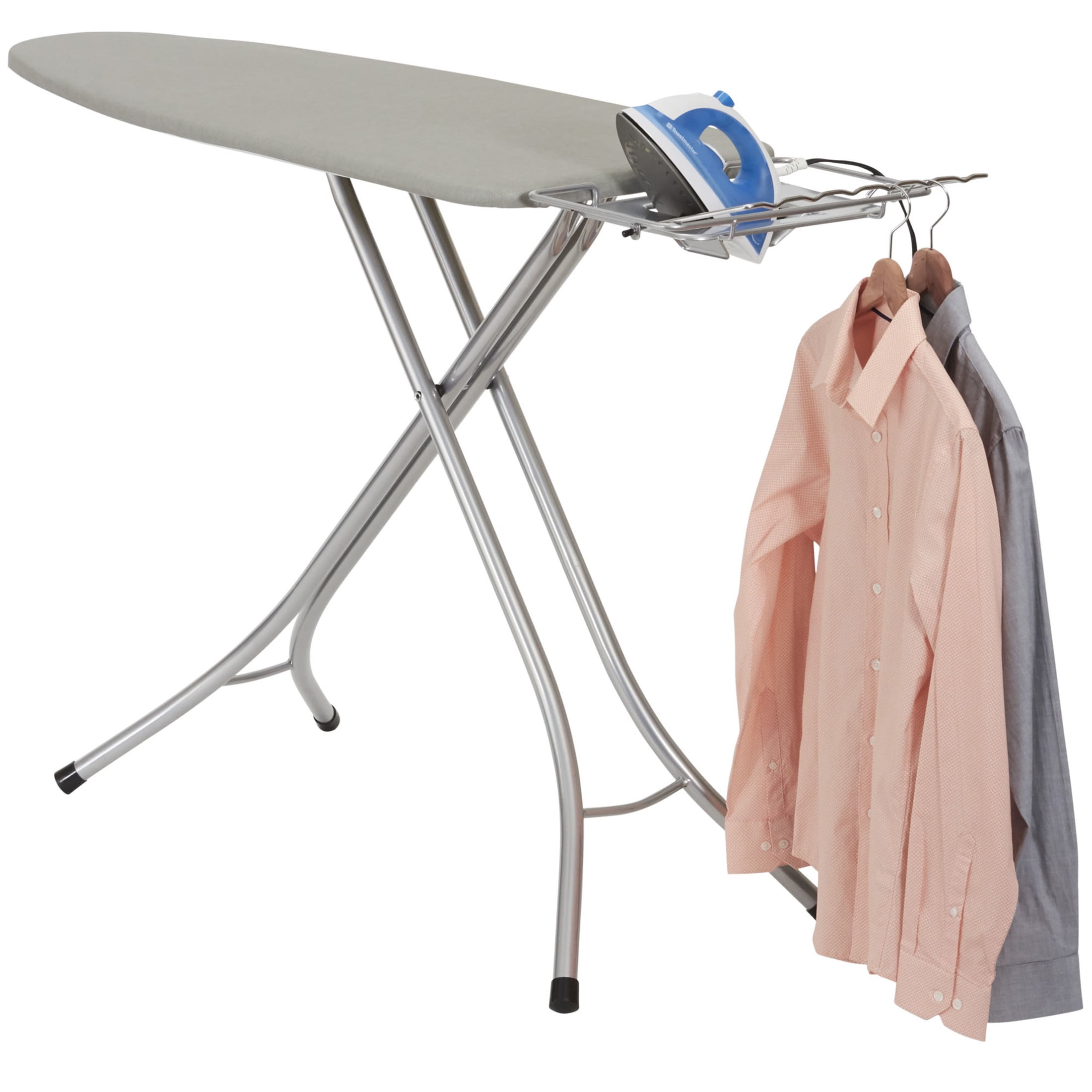 Household Essentials Wide Top Ironing Board, 4-Legs, Steel Top Ironing Board with Fixed Iron Rest, Fiber Pad, Scorch and Stain Resistant, Silver Frame and Silicone-Coated Cotton Cover - Image 2