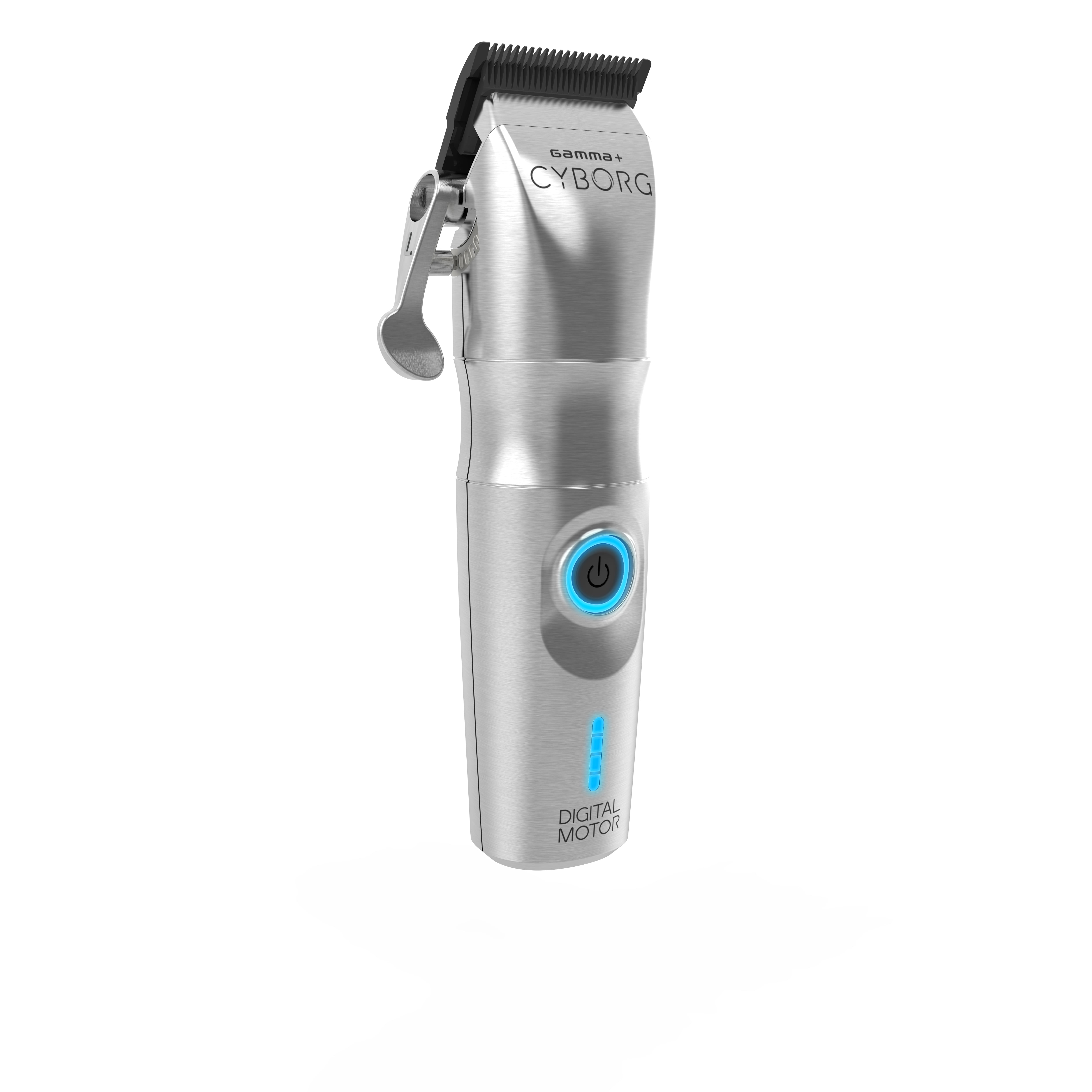 GAMMA+ Cyborg Professional Metal Hair Clipper, Adjustable, Battery Powered, Silver, GP604M - Image 3