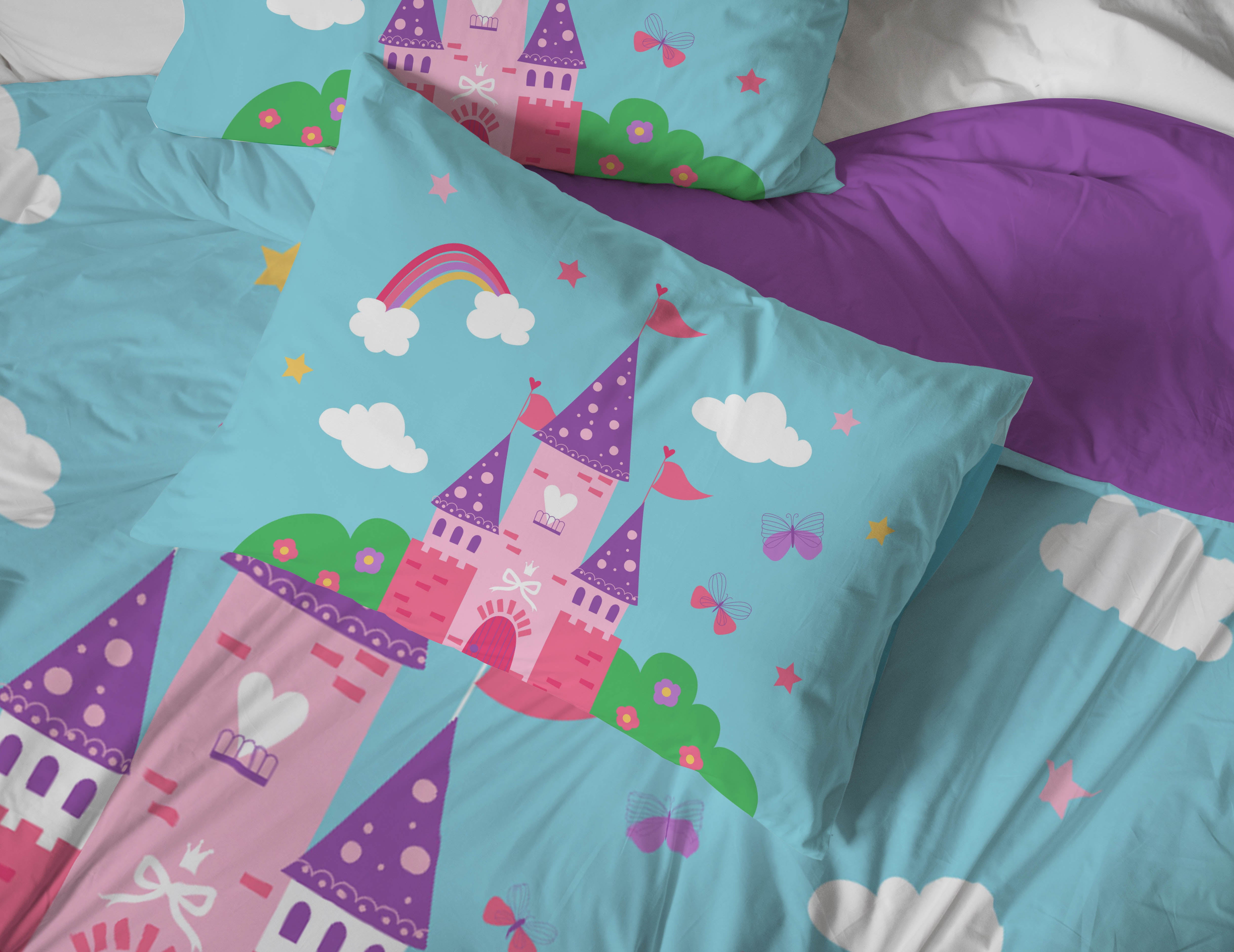 Sunny Side Up Magic Castle 5 Piece Toddler Size Bed Set with Sham - Image 2