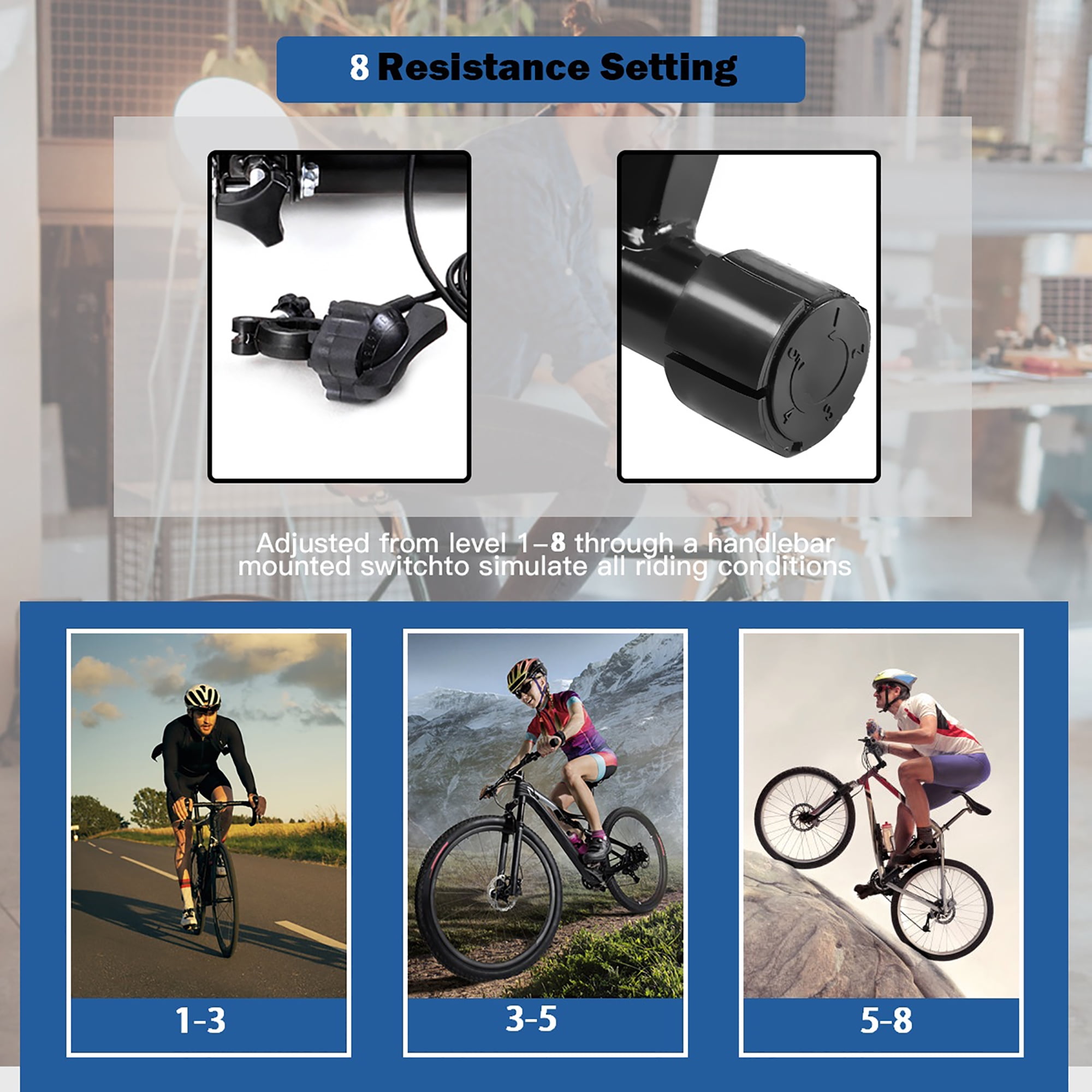 Costway Magnetic Indoor Bicycle Bike Trainer Exercise Stand 8 Levels of Resistance - Image 3
