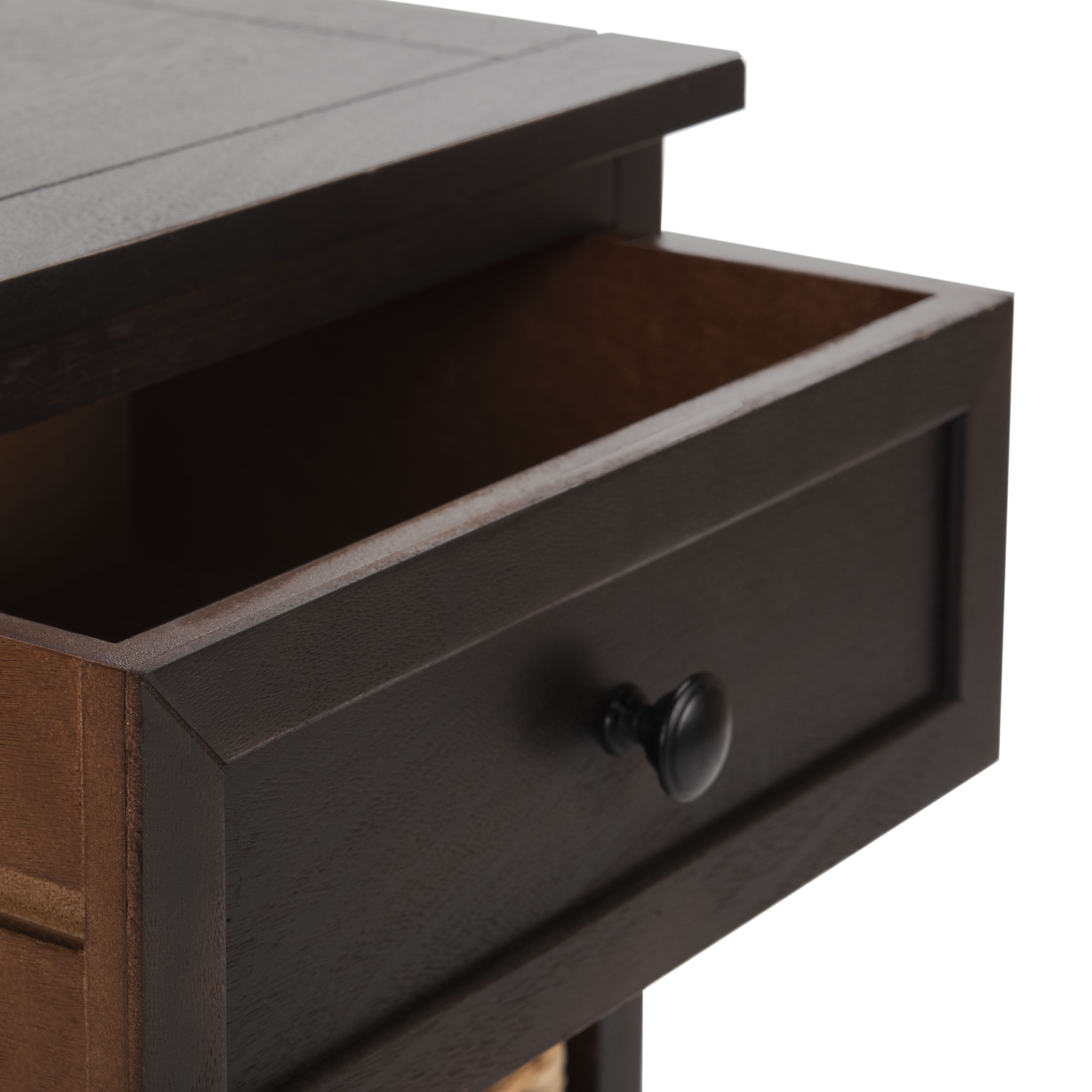 SAFAVIEH Carrie 1 Drawer Storage Side Table with 2 Baskets, Brown - Image 2