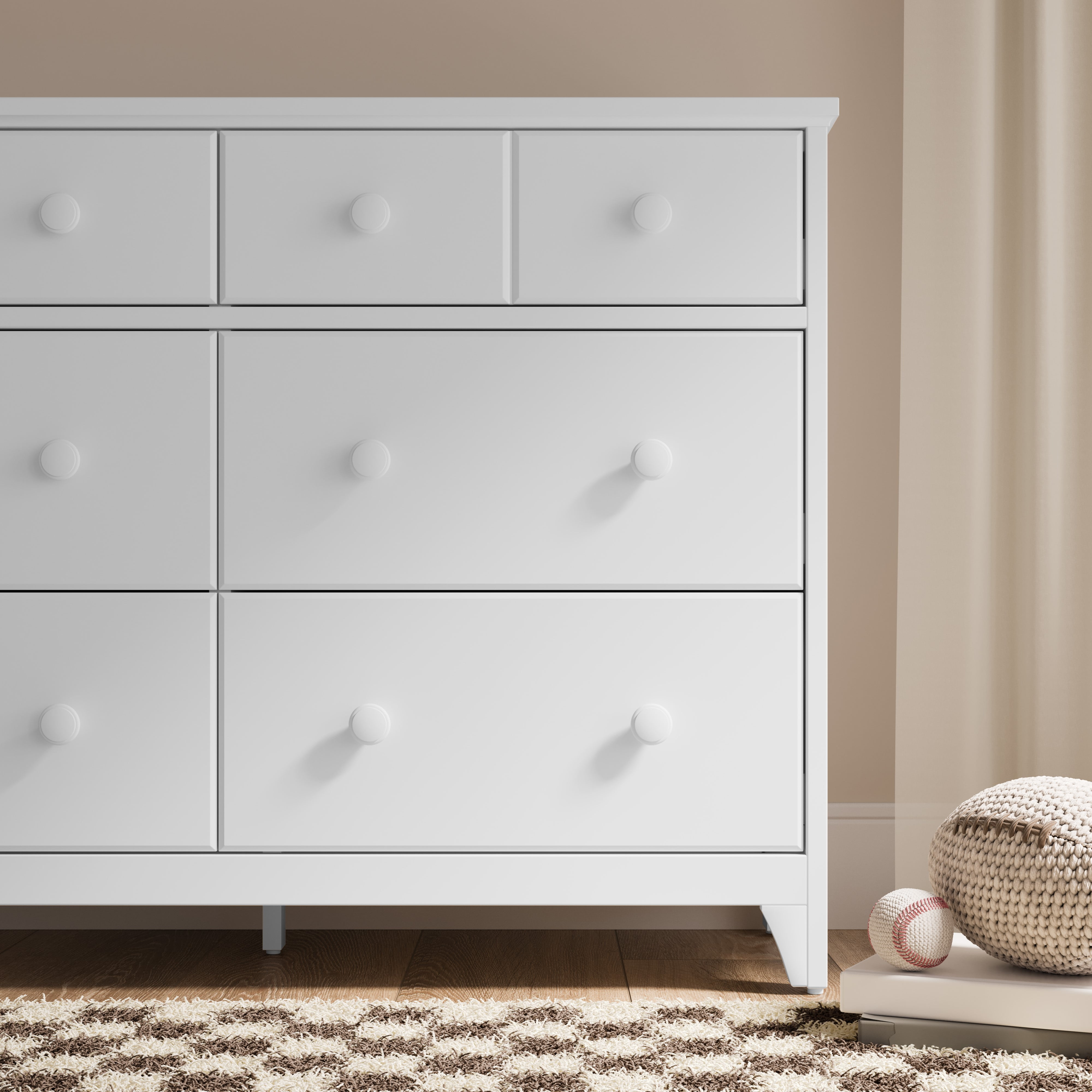 Storkcraft Moss 6 Drawer Nursery Double Dresser, White - Image 3