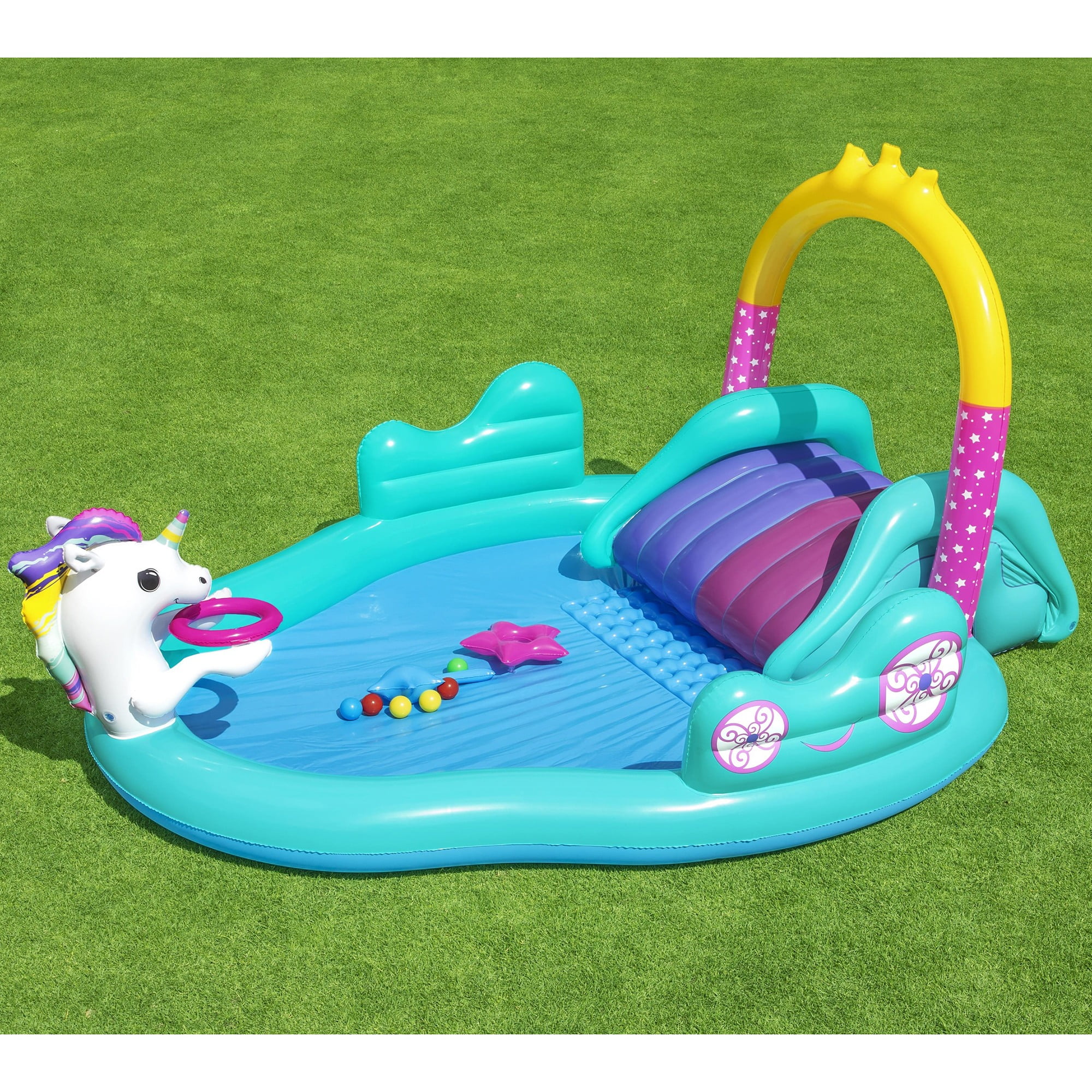 Bestway: H2OGO! Magical Unicorn Carriage Play Center - 9' Multicolor Inflatable, Kiddie Wade Splash Pool, Water Slide, Arch Sprayer, Toddler & Kids 2+ - Image 6