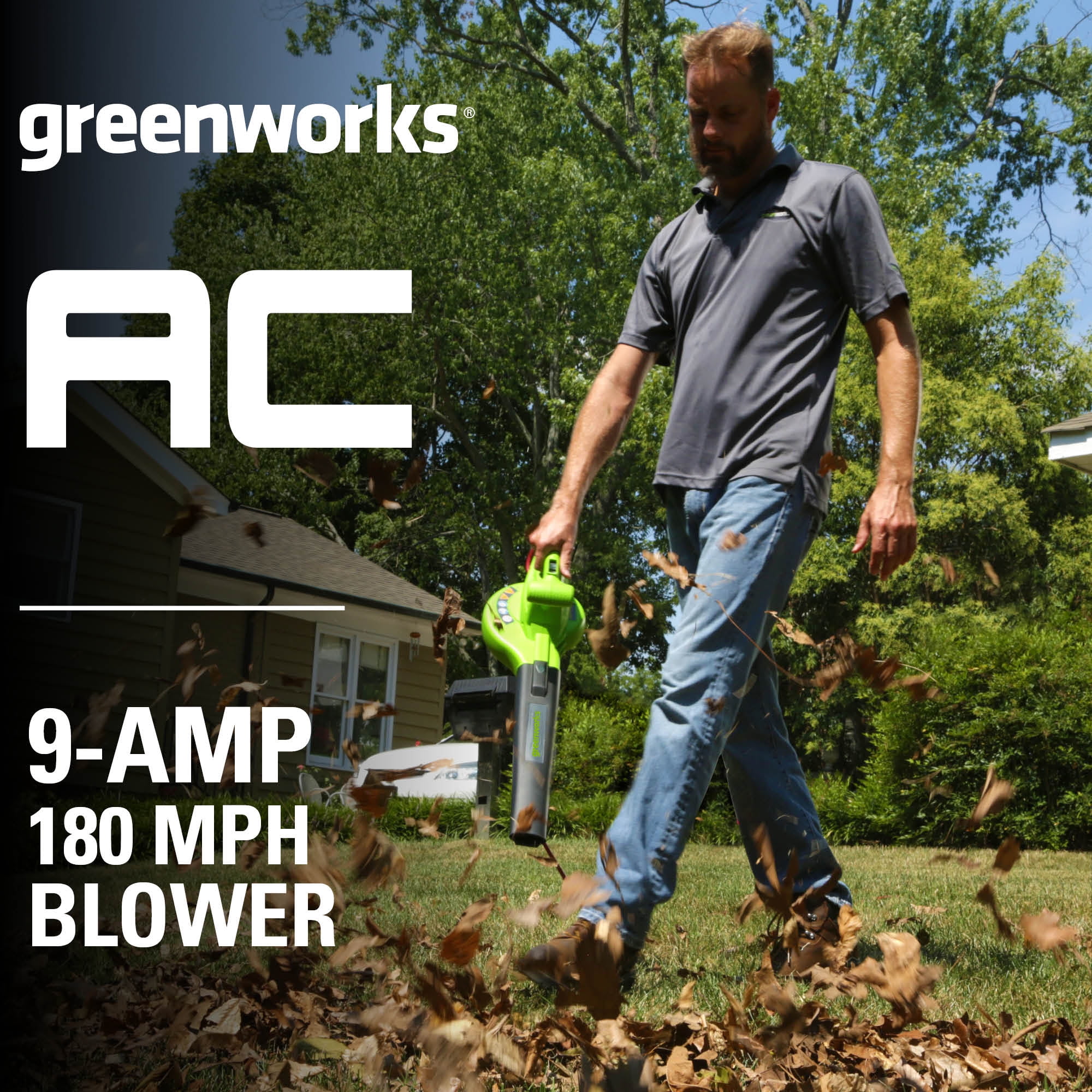 Greenworks 9 Amp (170 Cfm /180 mph) Corded Electric Leaf Blower 2401502 - Image 6