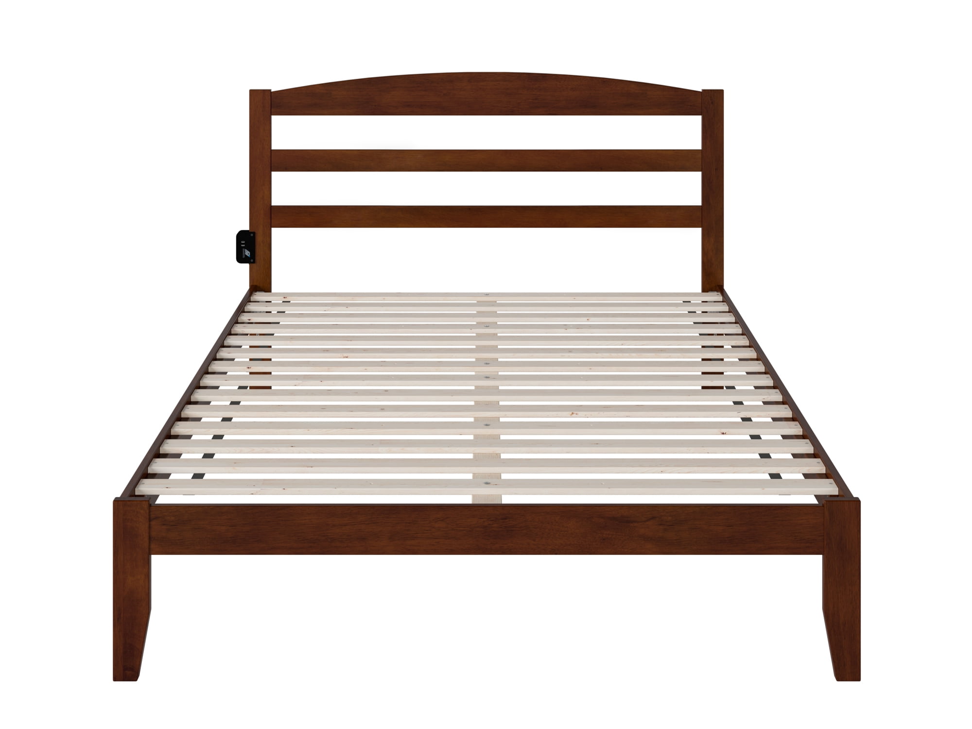 AFI Warren 14" Queen Wood Platform Bed Frame with Slatted Headboard, Walnut - Image 2