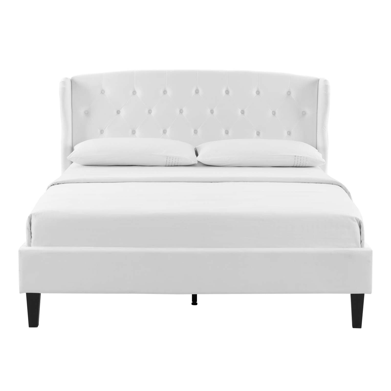 Modway Penelope Tufted Wingback Queen Performance Velvet Platform Bed in White - Image 8