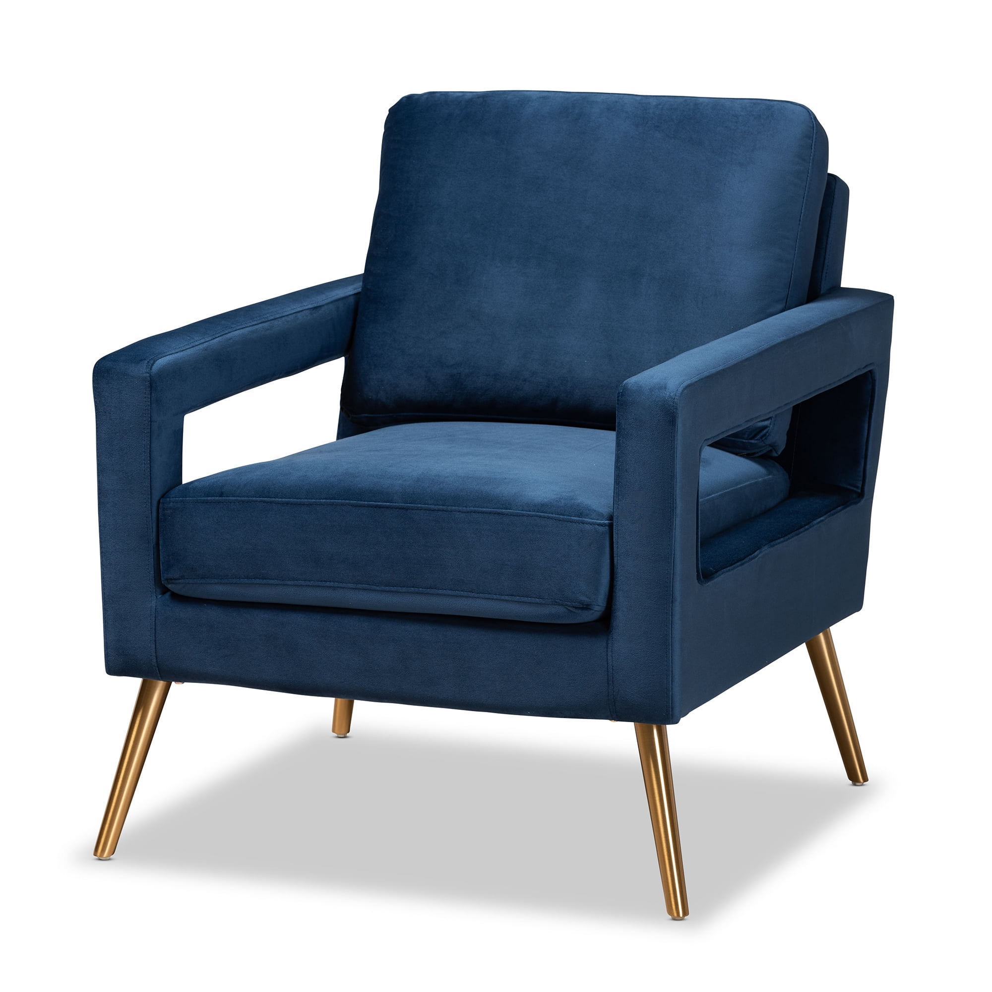 Baxton Studio Leland Wingback Chair, Navy Blue - Image 2
