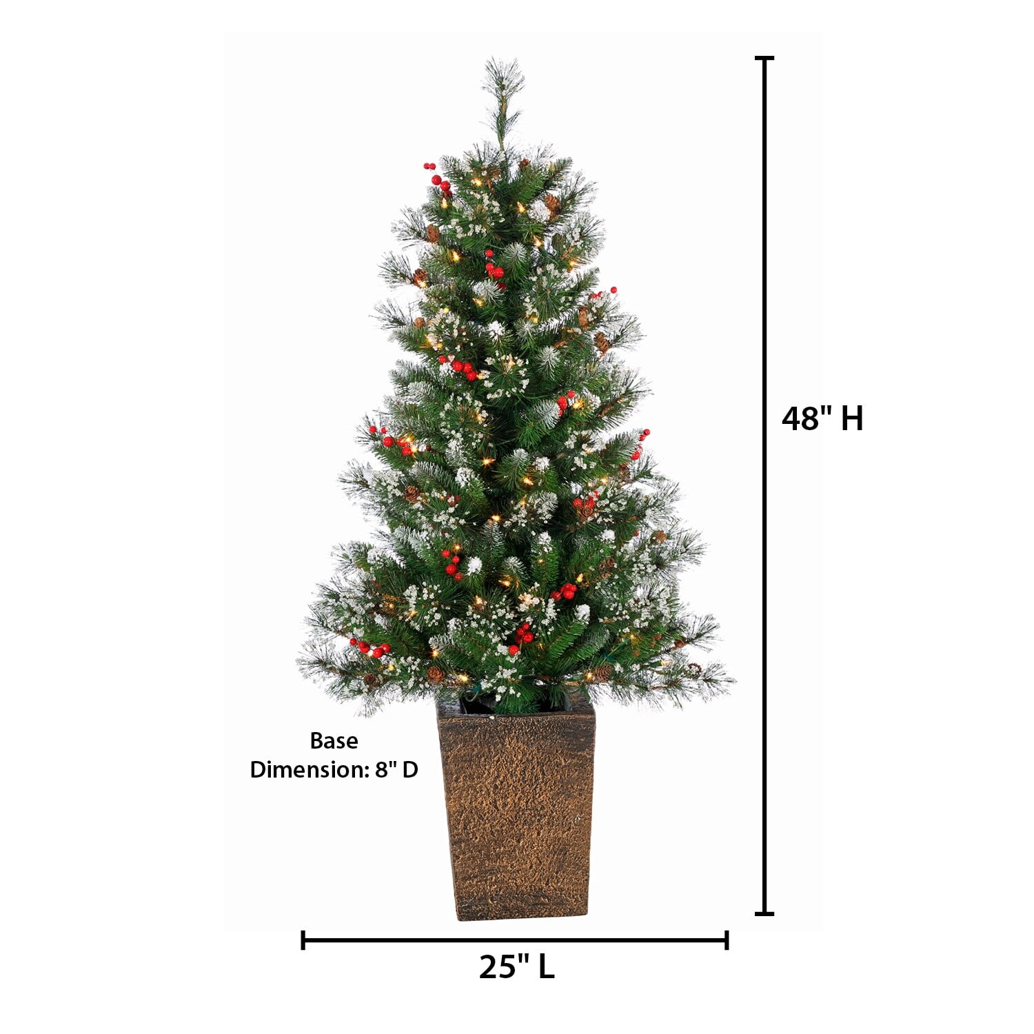 Sterling 4 ft. Pre Lit Clear UL Potted Hard Needle Glazier Pine Tree - Image 5