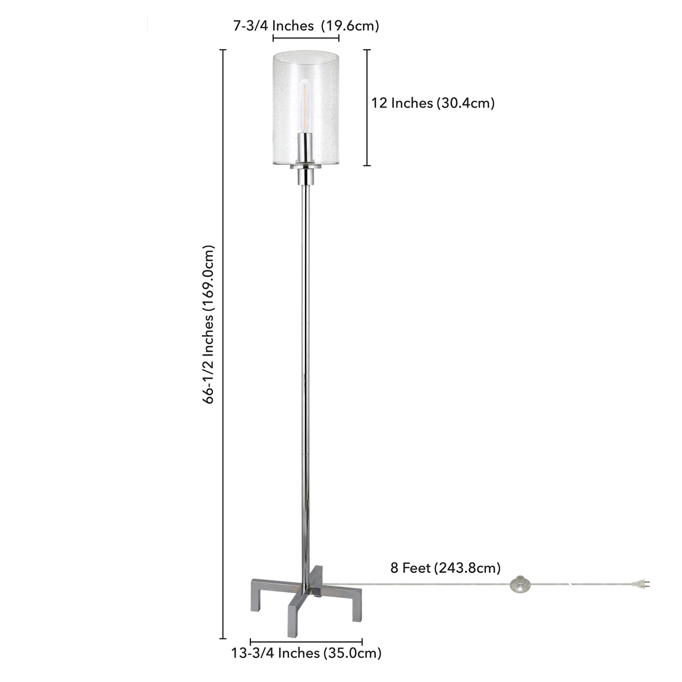 Evelyn&Zoe Panos 66.25" Tall Floor Lamp with Glass Shade, Polished Nickel/Clear - Image 4