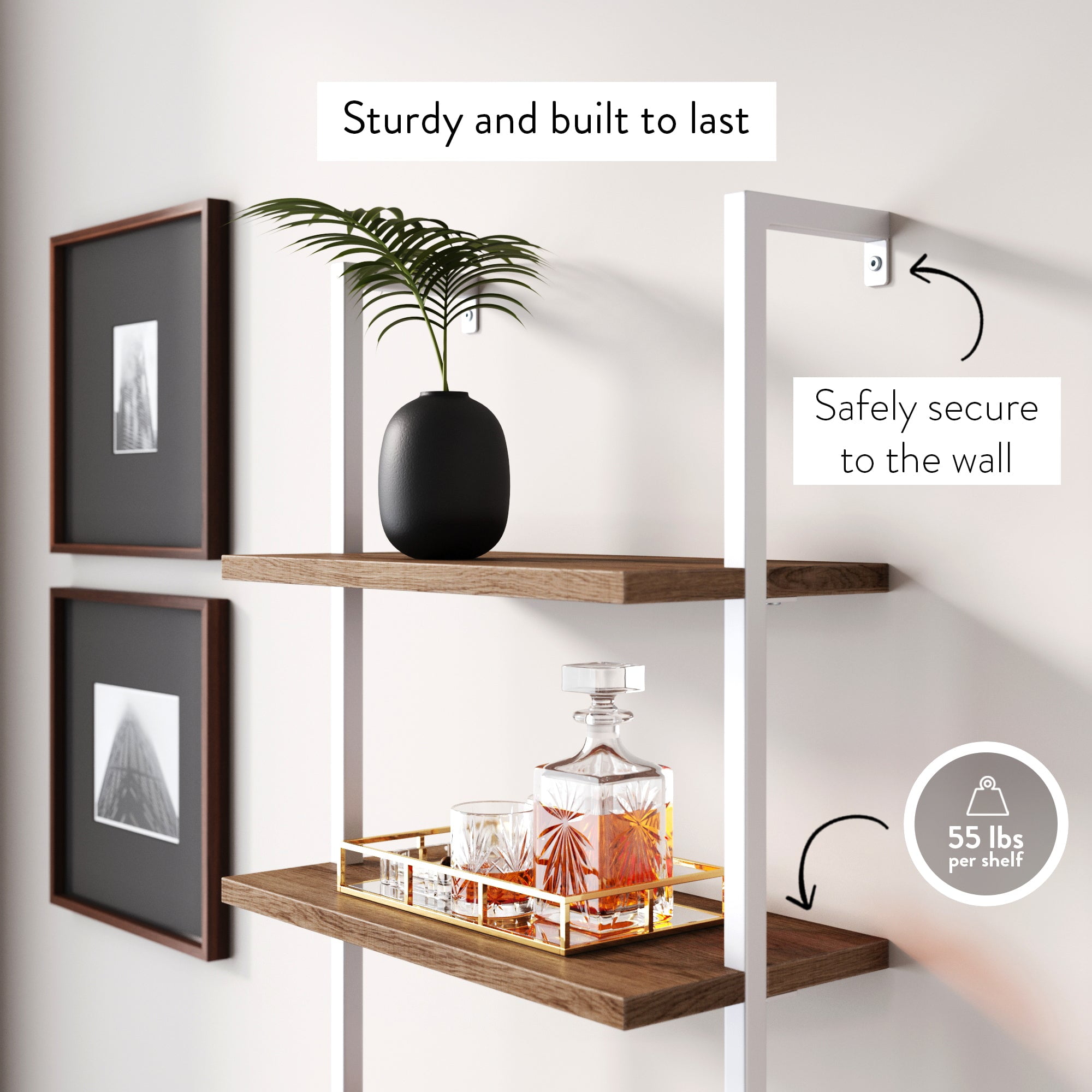 Nathan James Theo Open Shelf Bookcase with Drawers in Rustic Oak Wood and White Steel Frame - Image 8