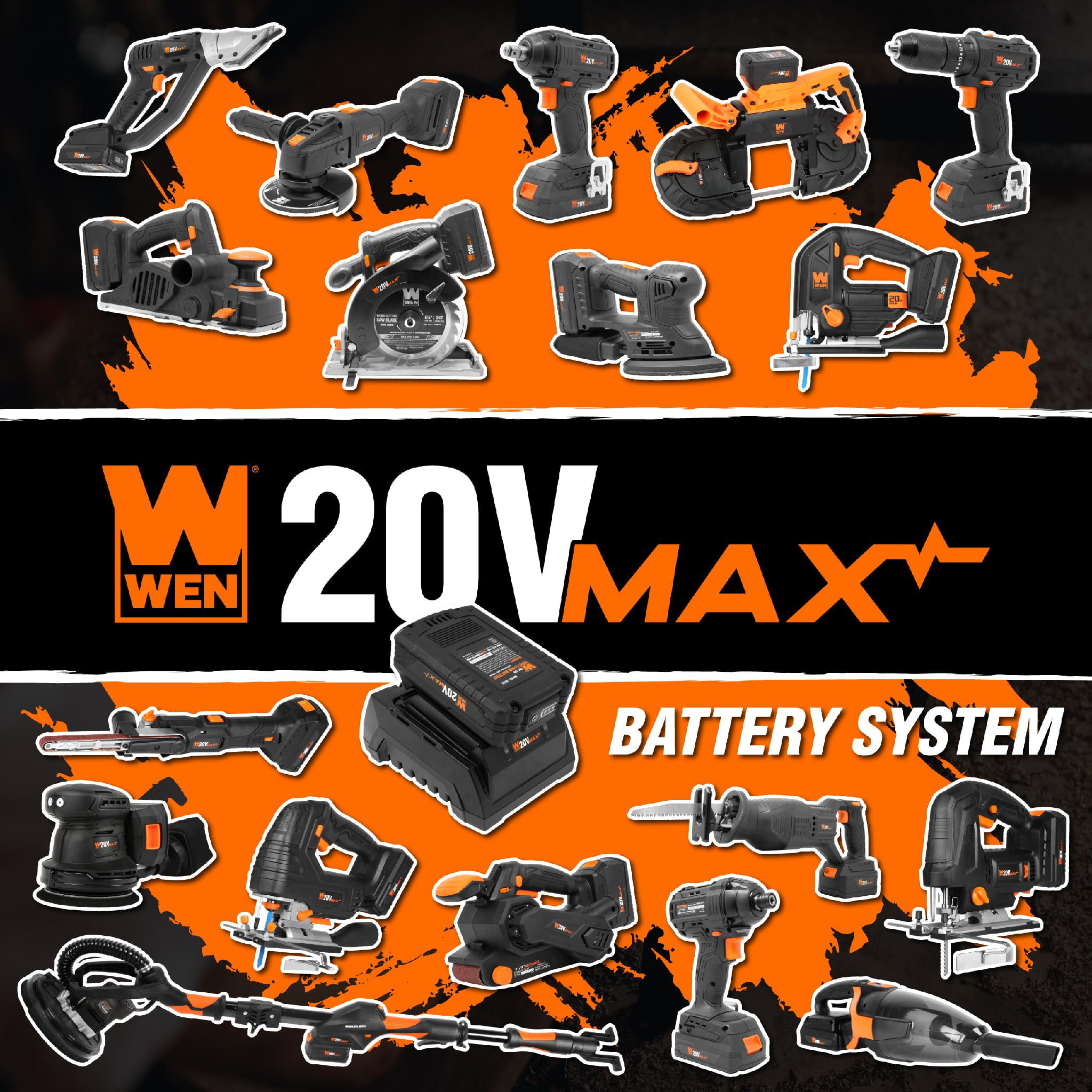 WEN 20401 20V Max Cordless Detailing Palm Sander with 2.0 Ah Lithium-Ion Battery and Charger - Image 6