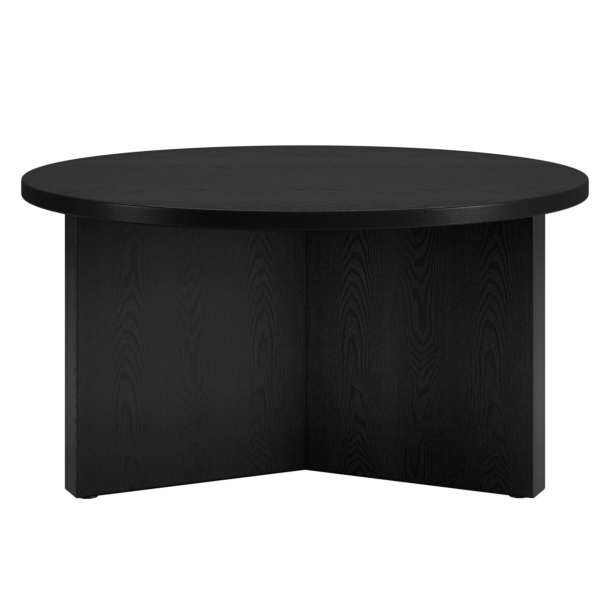 Evelyn&Zoe Anders 32" Wide Round Coffee Table, Black Grain - Image 3