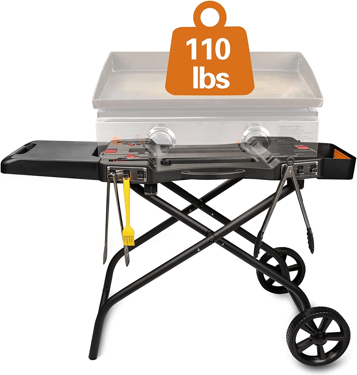 Portable Grill Cart for Weber Q1000, Q2000 Series Gas Grills and Blackstone 17” 22” Table Top Griddles, Portable Griddle Stand - Image 4