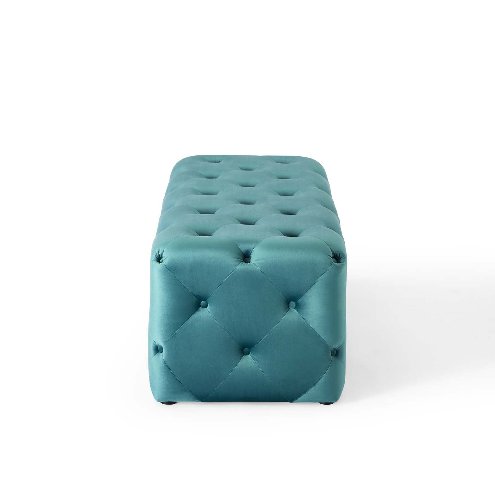 Modway Amour 48" Tufted Button Entryway Performance Velvet Bench in Sea Blue - Image 7