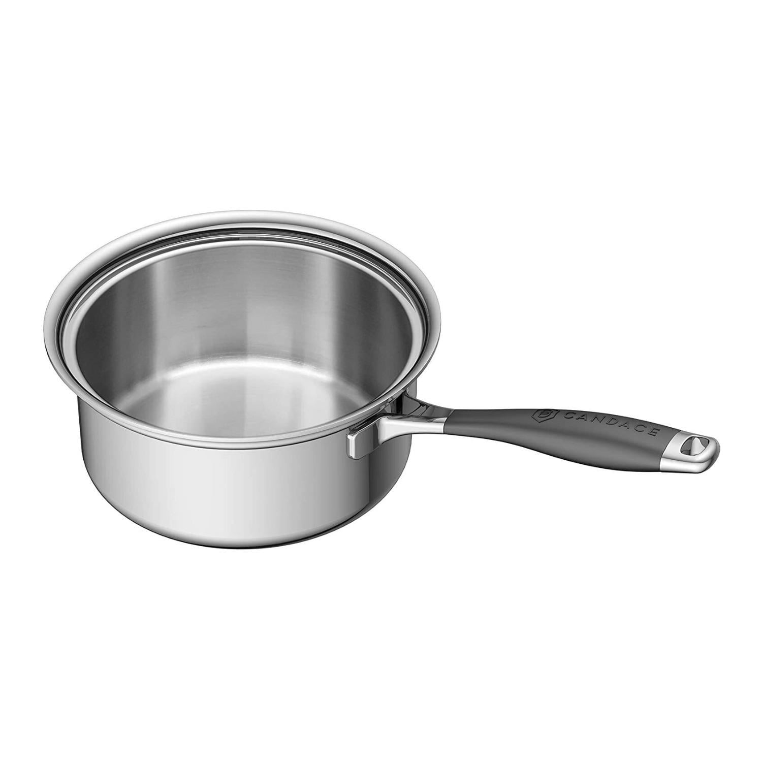 CookCraft by Candace 3 Quart Stainless Steel Sauce Pan with Glass Latch Lid - Image 4
