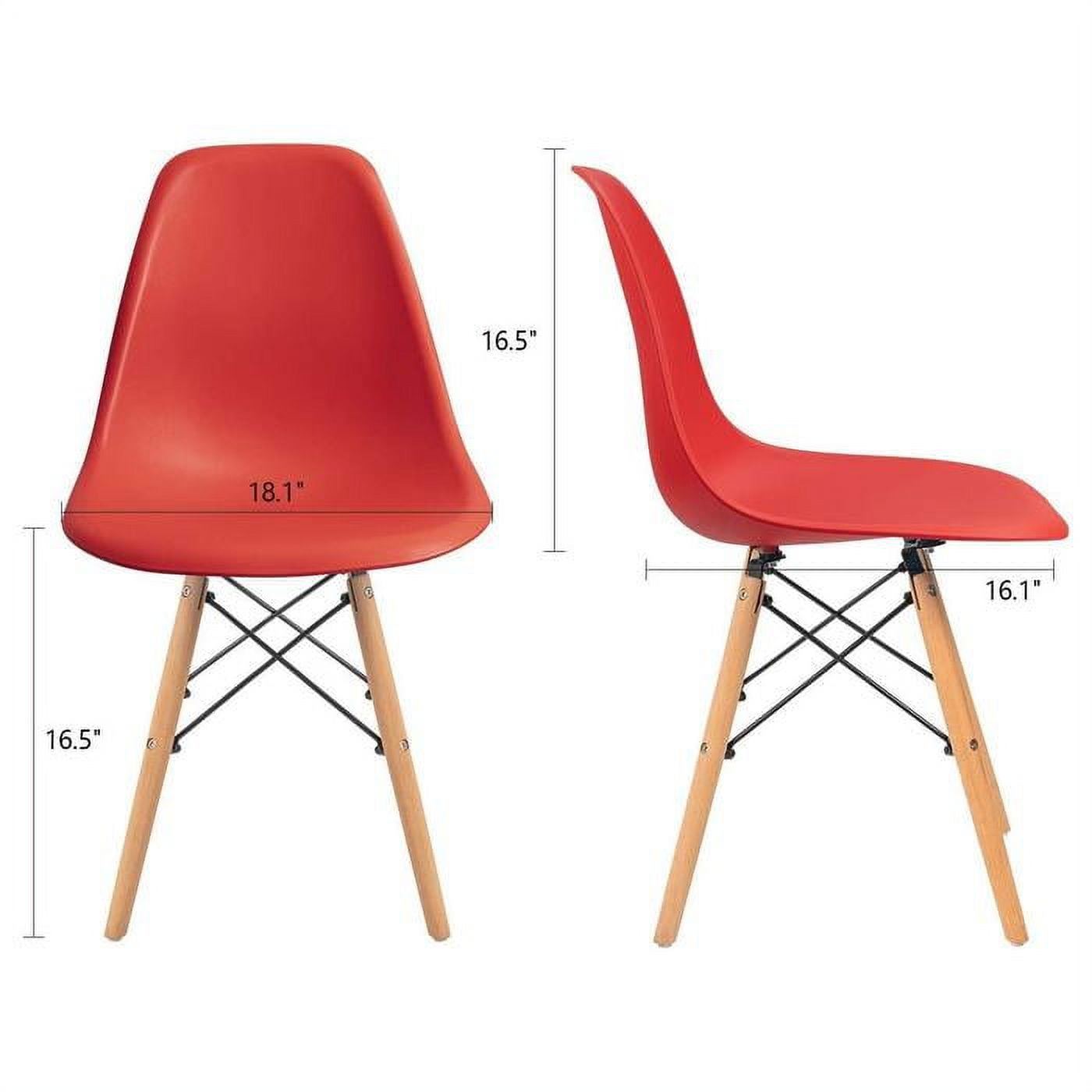 Vineego 4 PCS Dining Chairs Pre Assembled Modern Style Kitchen Room Chairs Mid Century Modern DSW Chair Set of 4,for Kitchen, Dining, Bedroom, Living Room(Red) - Image 2