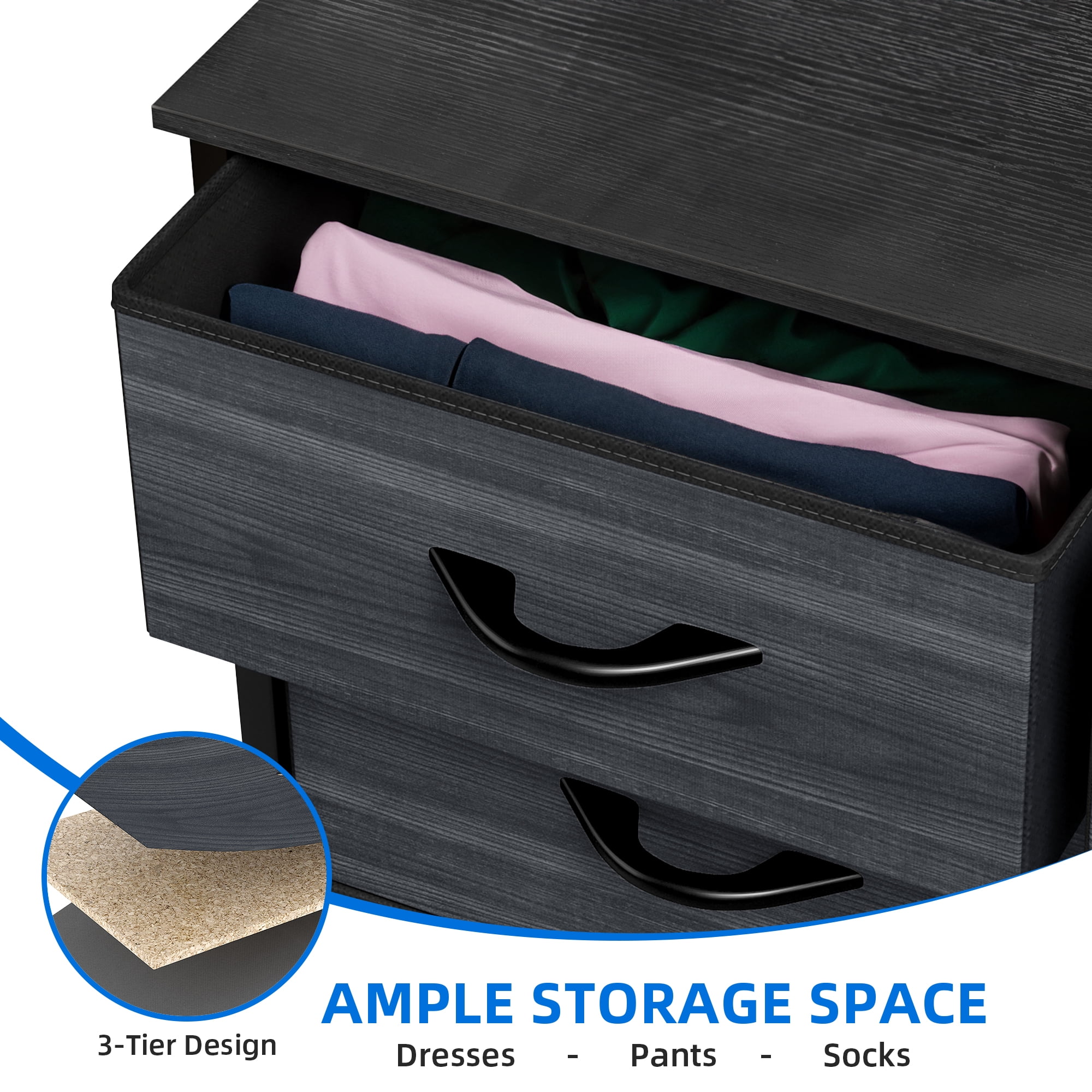 Uforic 8-Drawer Dresser with Wooden Top & Steel Frame, Storage Chest for Bedroom, Charcoal Black - Image 4