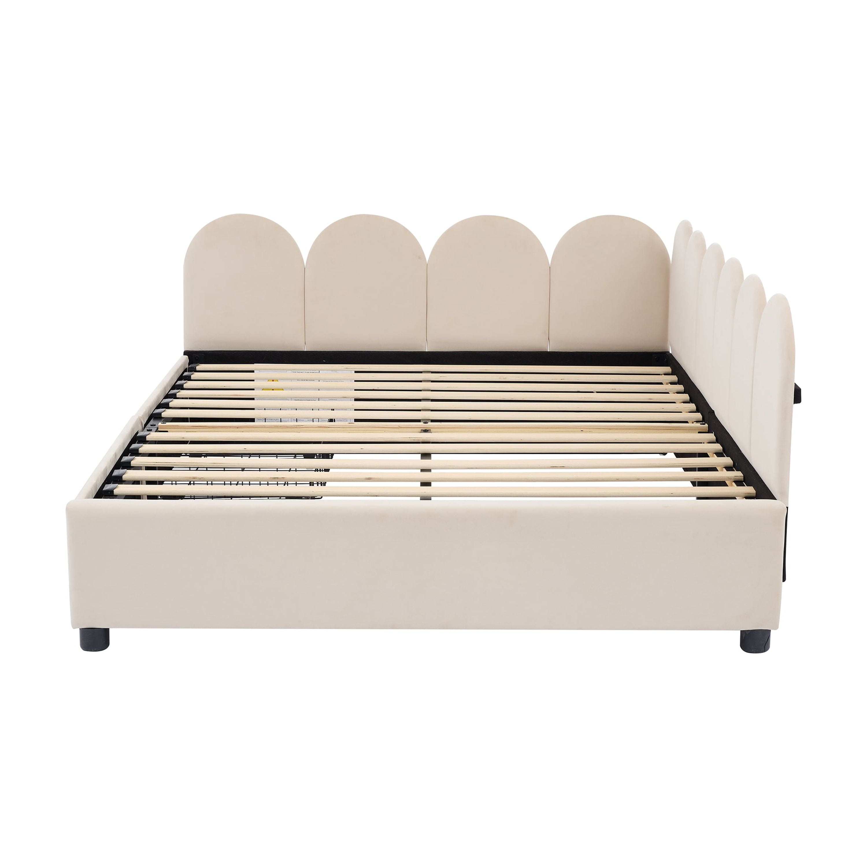 Euroco Upholstered Full Size Daybed with Drawers, Sofa Bed for Kids Teens Adults Bedroom, Beige - Image 5