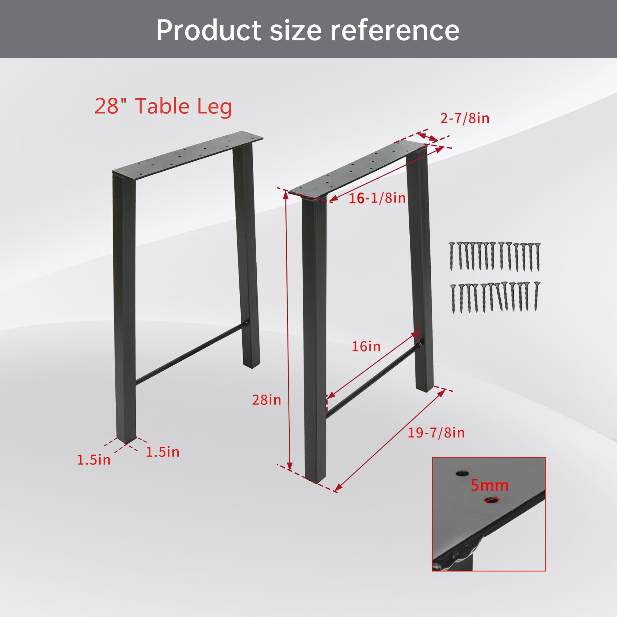 Kojem Clearance 28" Desk Legs ,Metal Chair Legs Table Legs ,28"H×20"W, Black Heavy Duty, Set of 2 ,Steel Desk Leg,Furniture Leg - Image 5