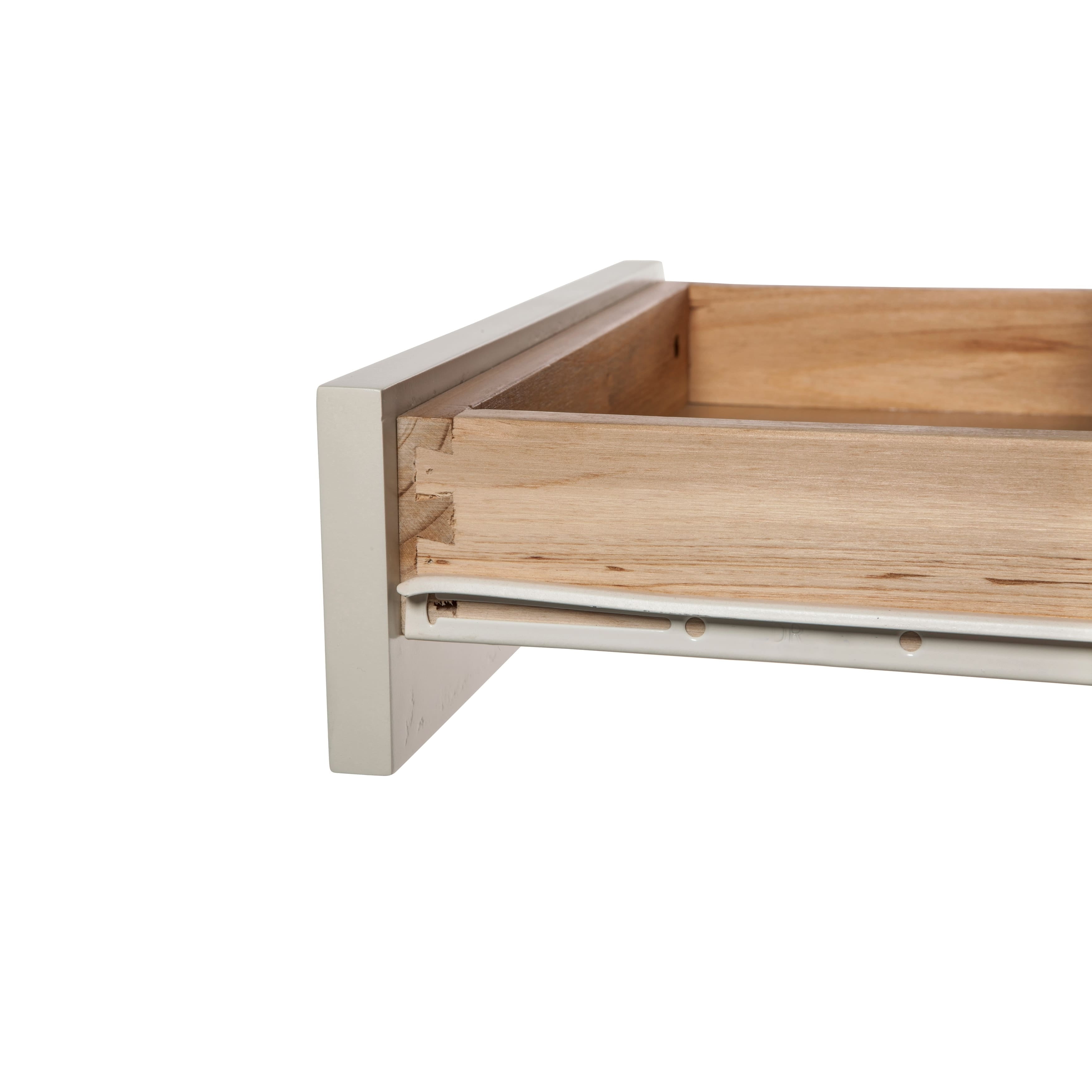 Alaterre Furniture Savannah End Table, Ivory with Natural Wood Top - Image 4