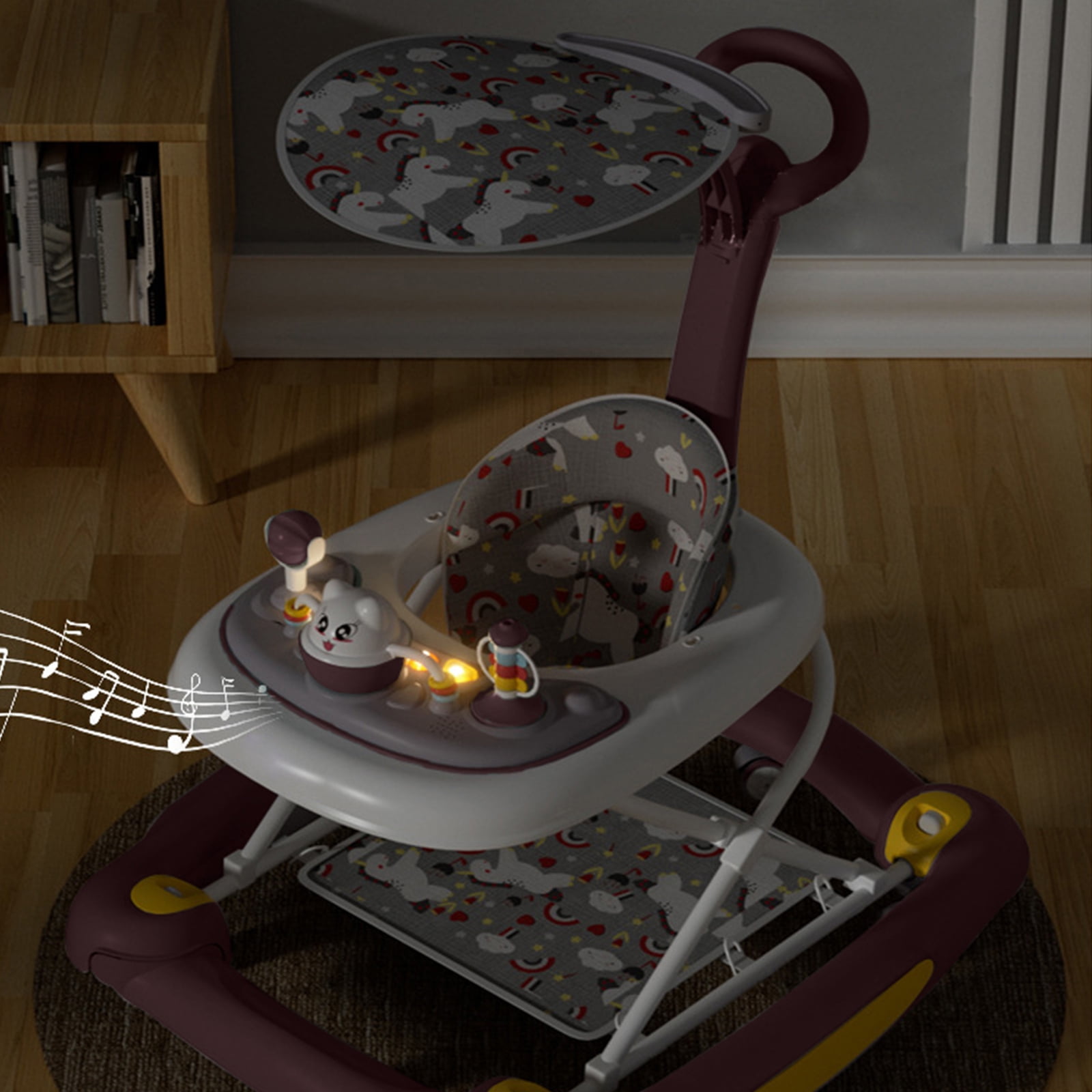 SLLINGLUO Baby Walker, 5-in-1 Infant Walker for Babies, Girls and Boys, Adjustable Folding Walker with Music Toys, Red - Image 3