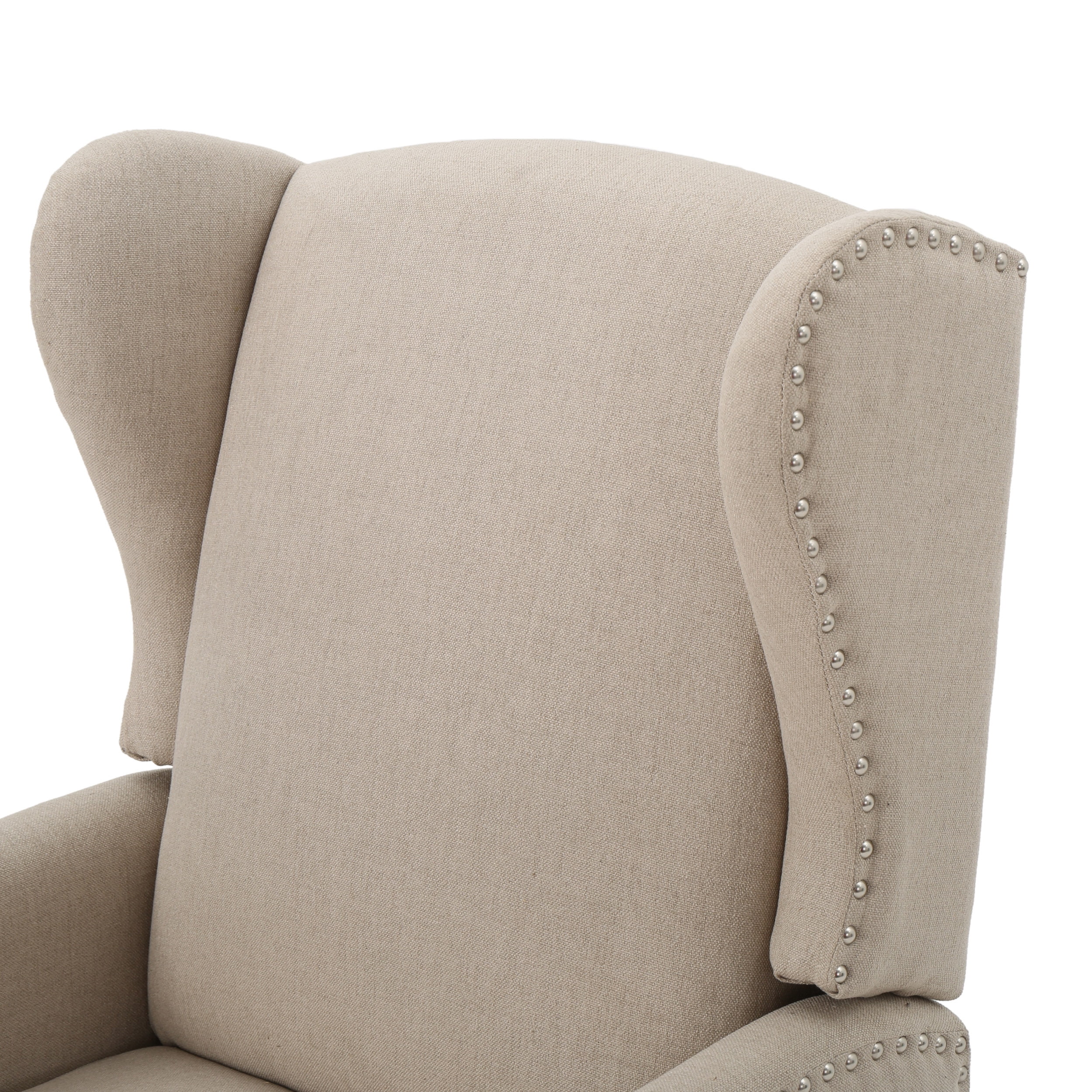 Noble House Wescott Fabric Wing Back Recliner, Set of 2, Beige - Image 6