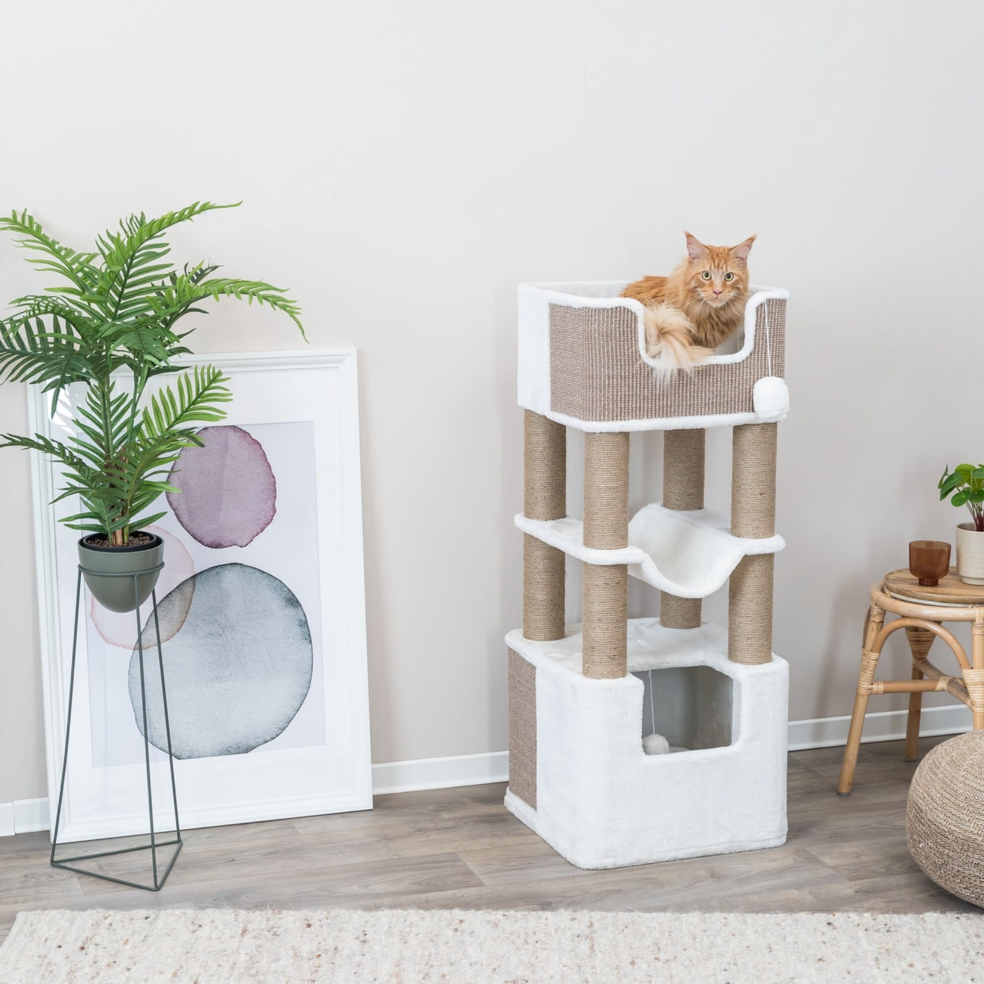 TRIXIE Lucano Xxl 43.3" Multi-Level Cat Tree with Sisal Scratching Posts, Condo & Hanging Cat Toy, Taupe - Image 5