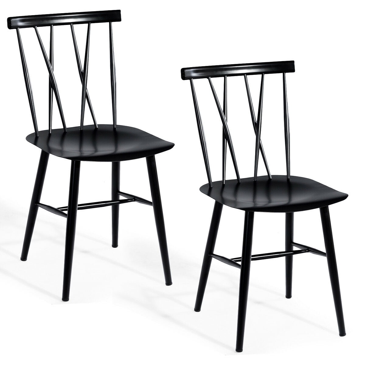Costway Set of 2 Dining Side Chairs Chairs Armless Cross Back Kitchen Bistro Caf - Image 7