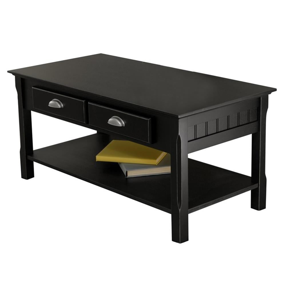 Winsome Wood Timber Coffee Table with Two Drawers, Black Finish - Image 2