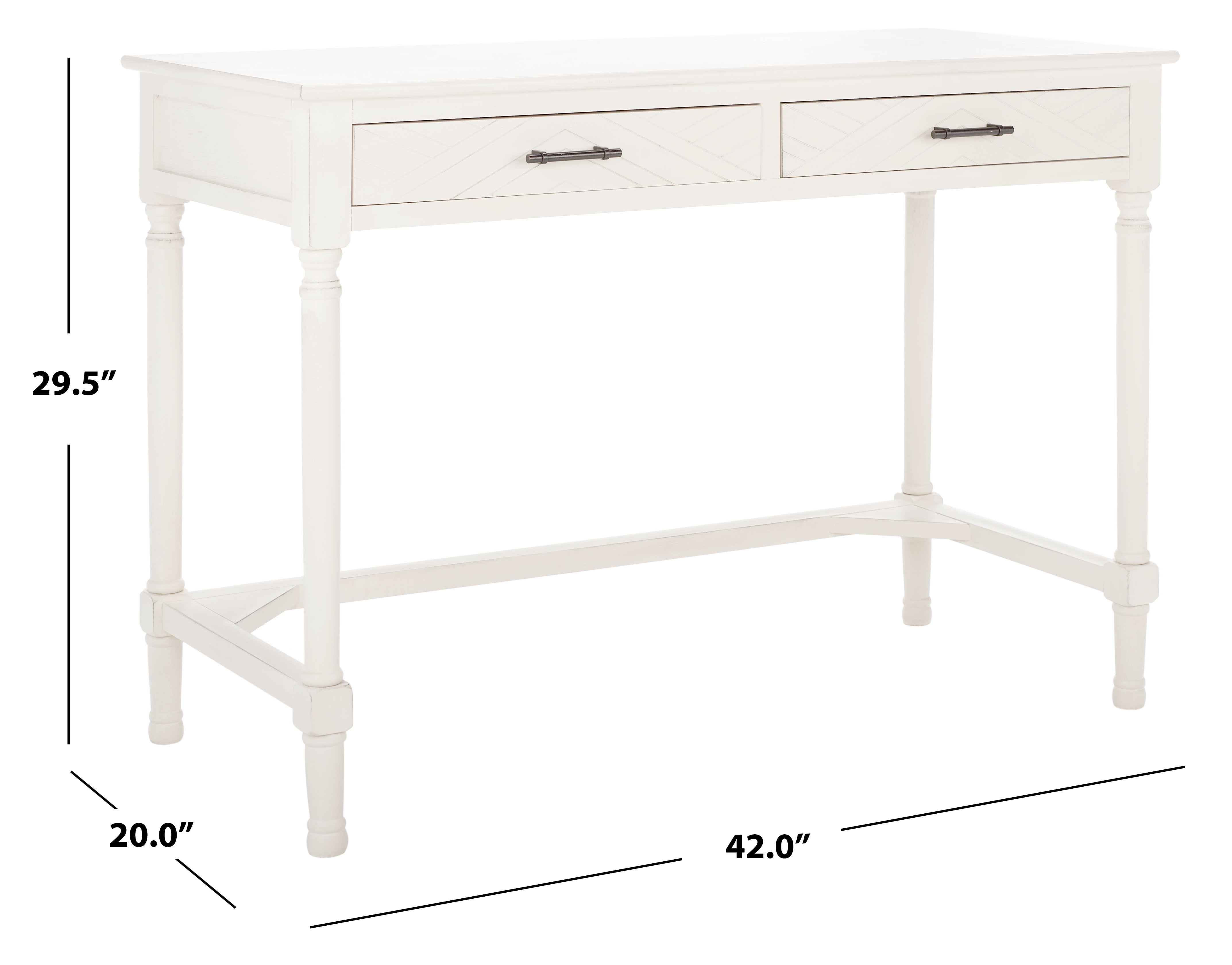 SAFAVIEH Mckinlee Solid Retro 2 Drawer Writing Desk, Distressed White - Image 6