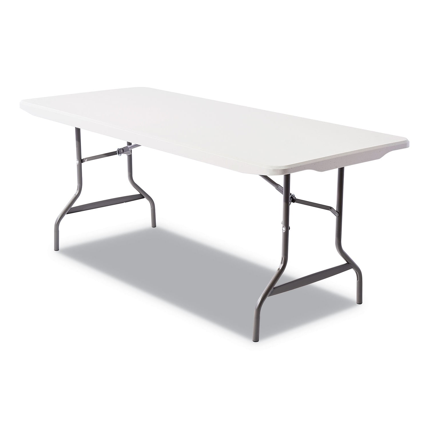 Alera Resin Rectangular Folding Table, Square Edge, 72w x 30d x 29h, Platinum - Image 3