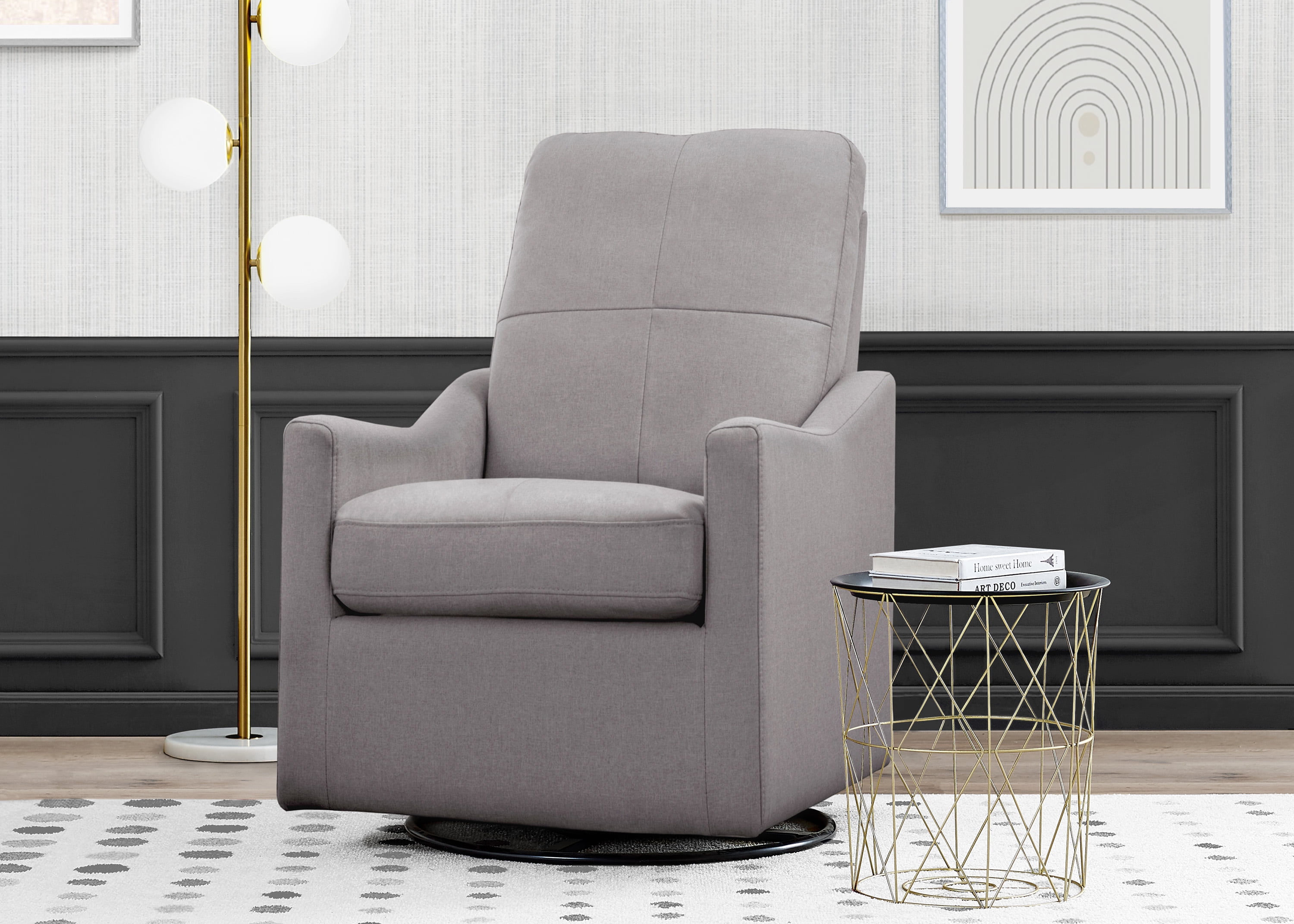 Delta Children Kenwood Slim Nursery Glider Swivel Rocker Chair, French Grey - Image 5