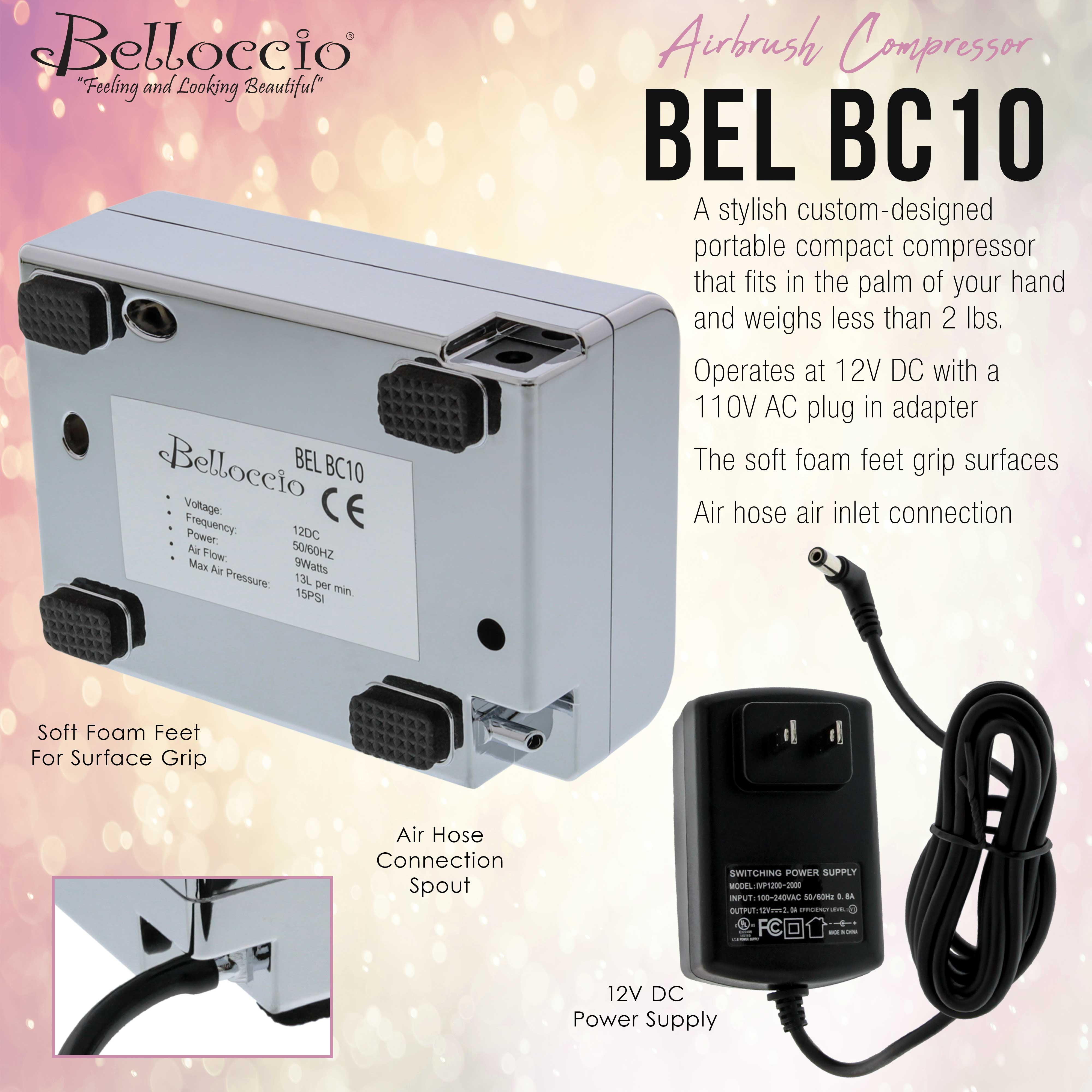 Belloccio Quiet Mini Airbrush Air Compressor Makeup, Spray Tanning, Tattoo, Cake - Image 2